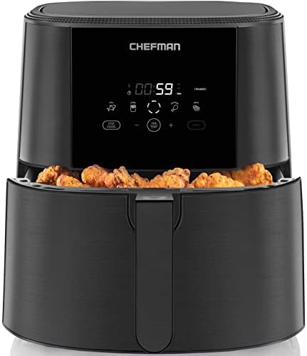Chefman TurboFry Touch Air Fryer, 8-Quart Family Size, One-Touch Digital Controls for Healthy Cooking, Presets for French Fries, Chicken, Meat, Fish, Nonstick Dishwasher-Safe Parts, Black