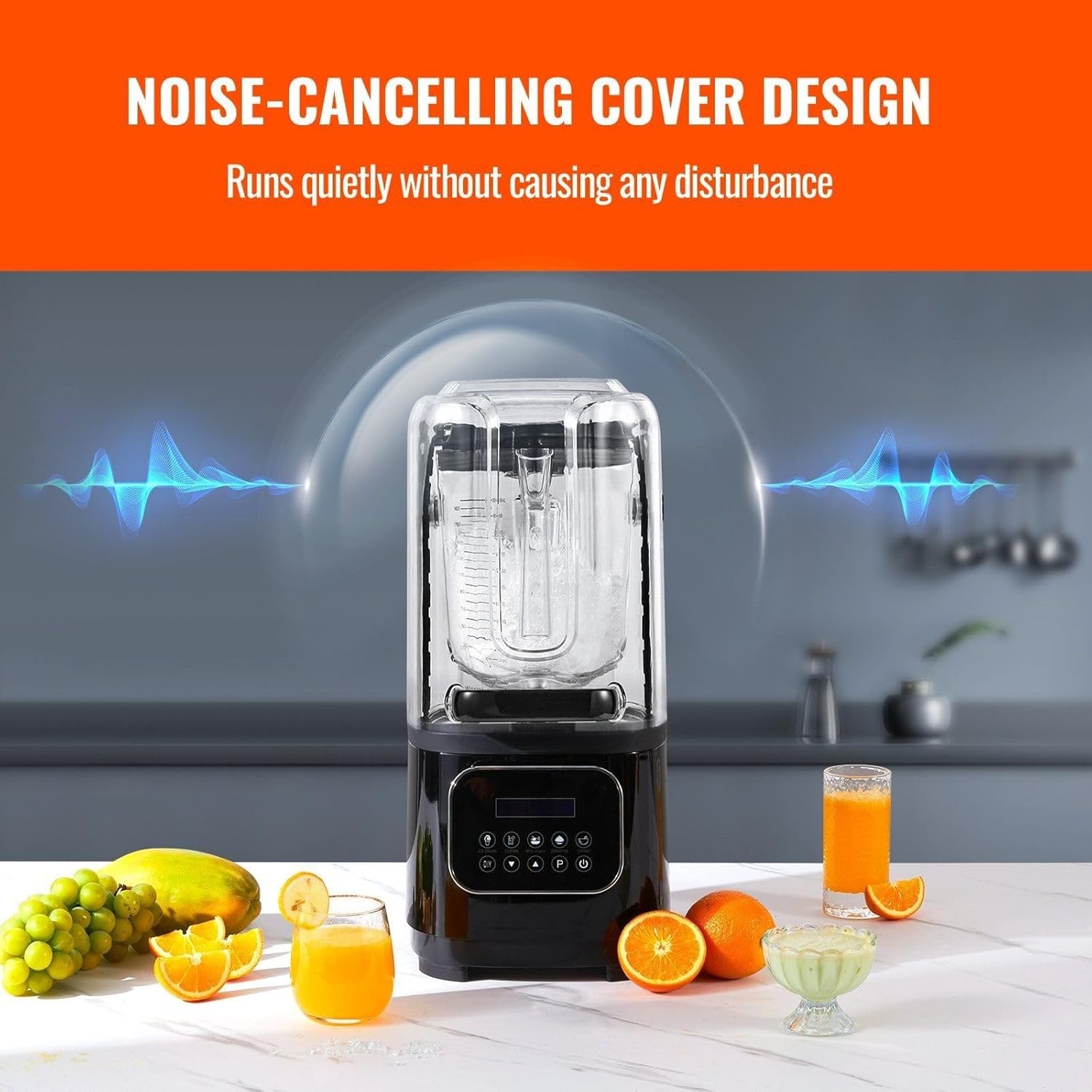 Professional with Shield, Commercial Countertop, 68 oz Combo, Stainless Steel 9 Speed & 5 Functions, compatible with Shakes, Smoothies, Peree, and Crush Ice, Black