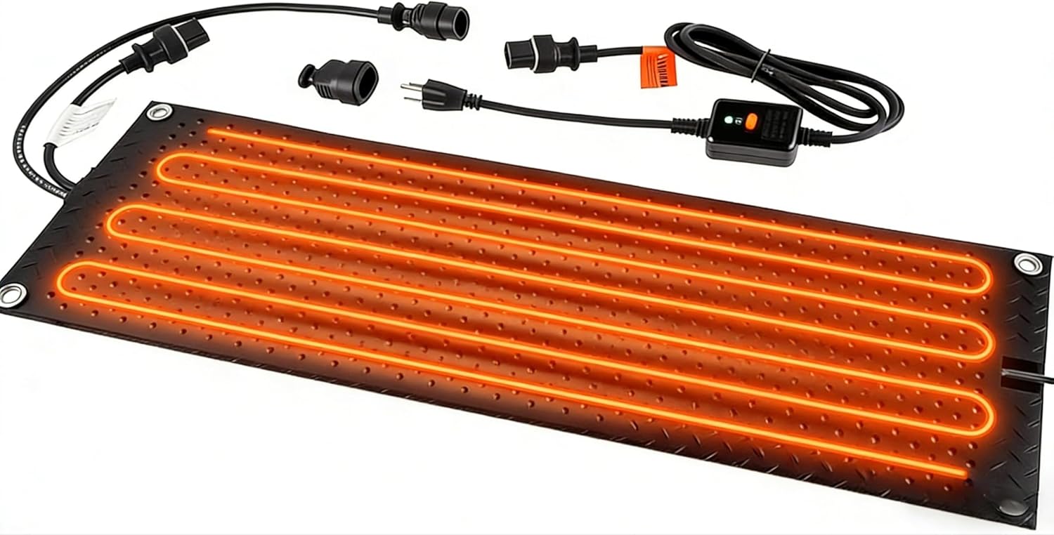 10x30 Inch Heated Snow Melting Mat, Made of Non-Slip Rubber, for Melting Snow On Steps, Sidewalks and Driveways