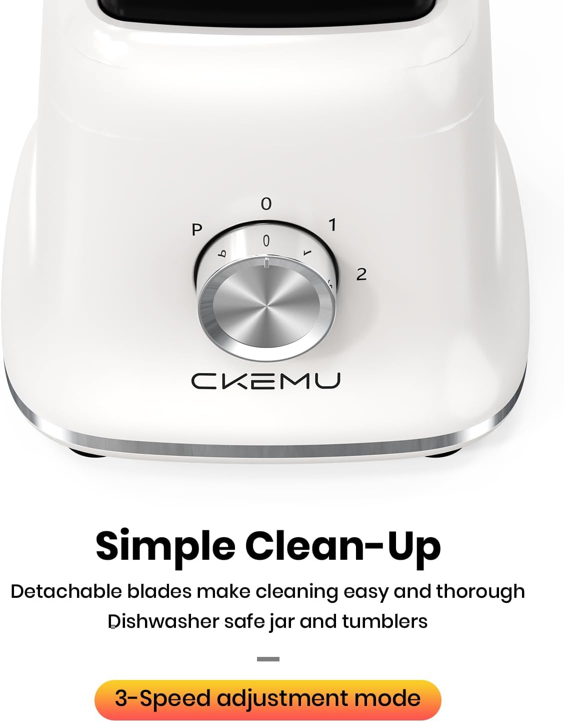 Professional Blender For Smoothies, 58 Oz Glass Jar, Glass Blender Including Puree & Crush Ice Functions, 750 Watts, With Portable Travel Cup B02 (Ceramic White)