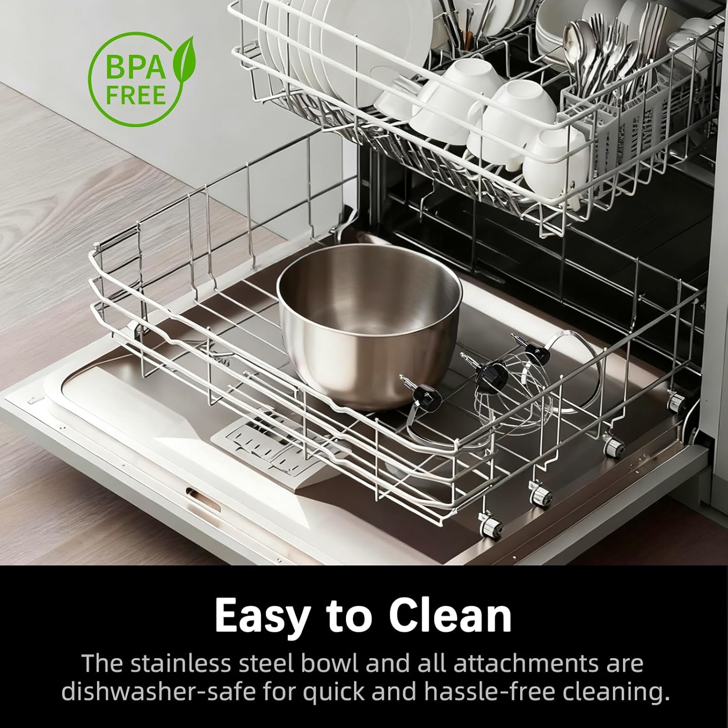 Stand Mixer, Compact & Space-Saving, Stainless Steel Bowl, Unique & Playful Design, Effcient Motor, Dishwasher-Safe Attachments, SM-2549A (Yellow)