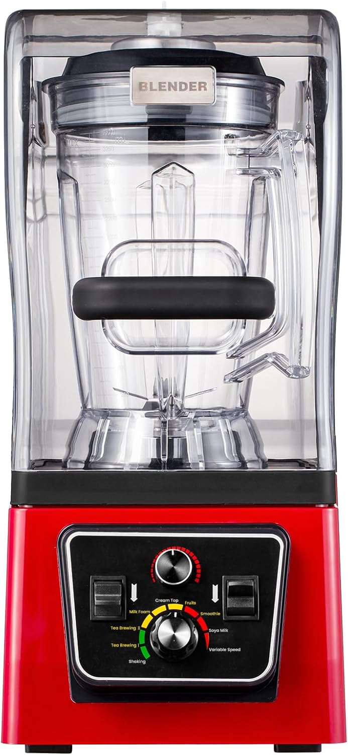 Huanyu Commercial Blender with Soundproof Shield, 100 Oz Large Capacity Quiet Professional Blenders, Heavy Duty Blender Professional-Grade Power Advanced Control with Nine Modes