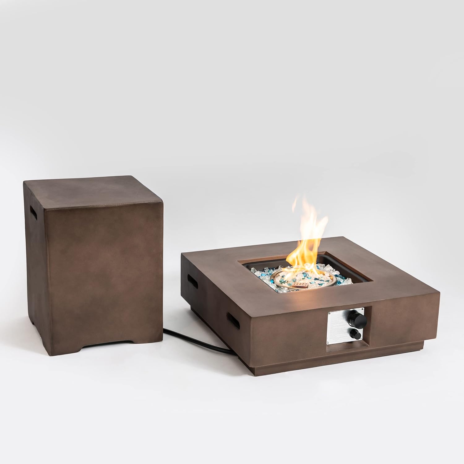 Outdoor Concrete Fire Pit Table with Propane Tank