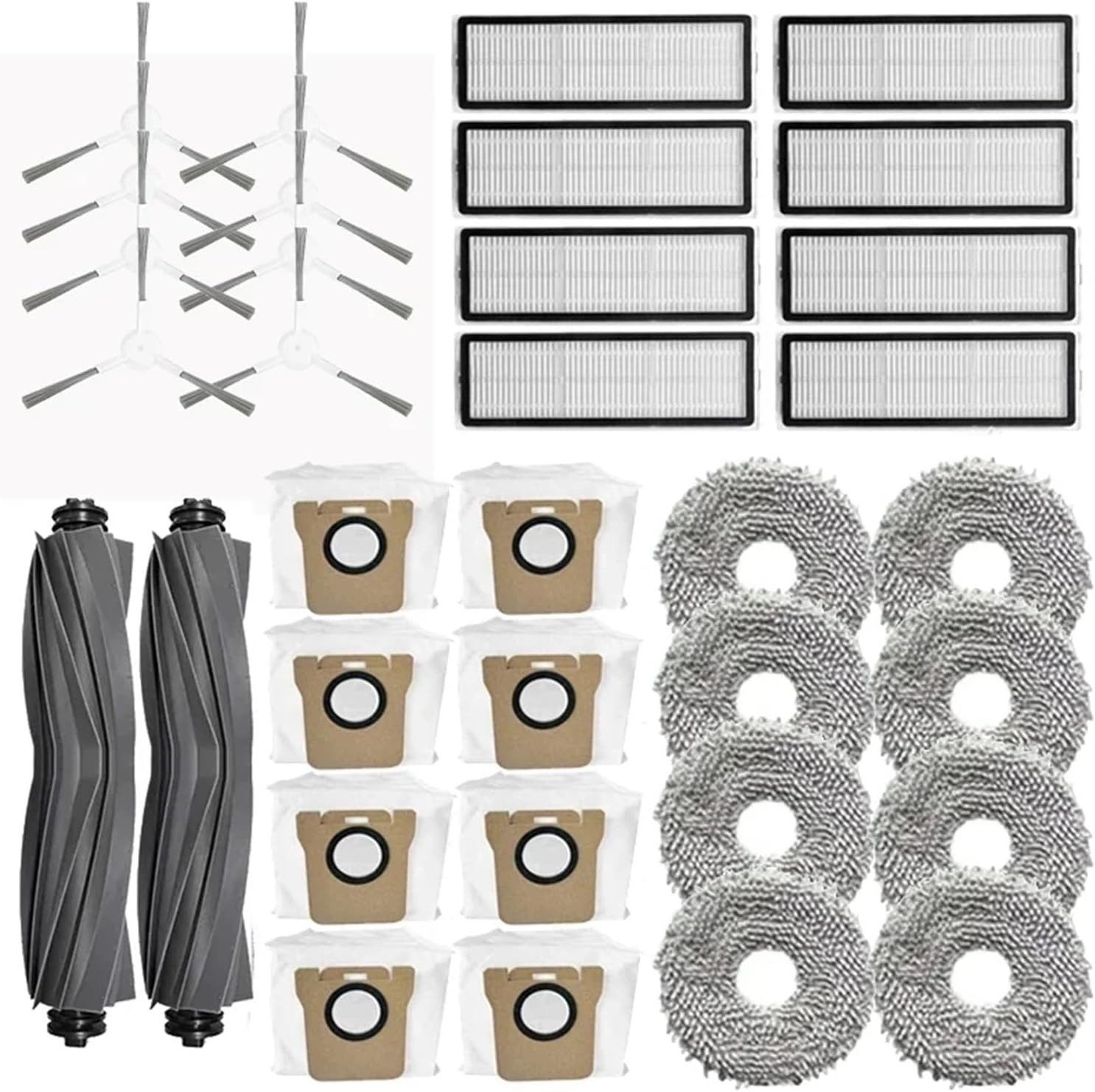 for L10s Pro L10s Ultra Vacuum Cleaner Spare Parts, Side Brush, Cover, Filter, Mop Rag, Dust Bag(34PCS Set)