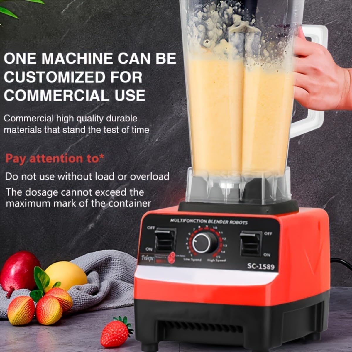 Blender,1200W 8-Blade Blender for Kitchen - 67oz Large Capacity Smoothie Maker | 7-Speed Professional Ice Crusher with BPA-Free Pitcher | Space-Saving Design