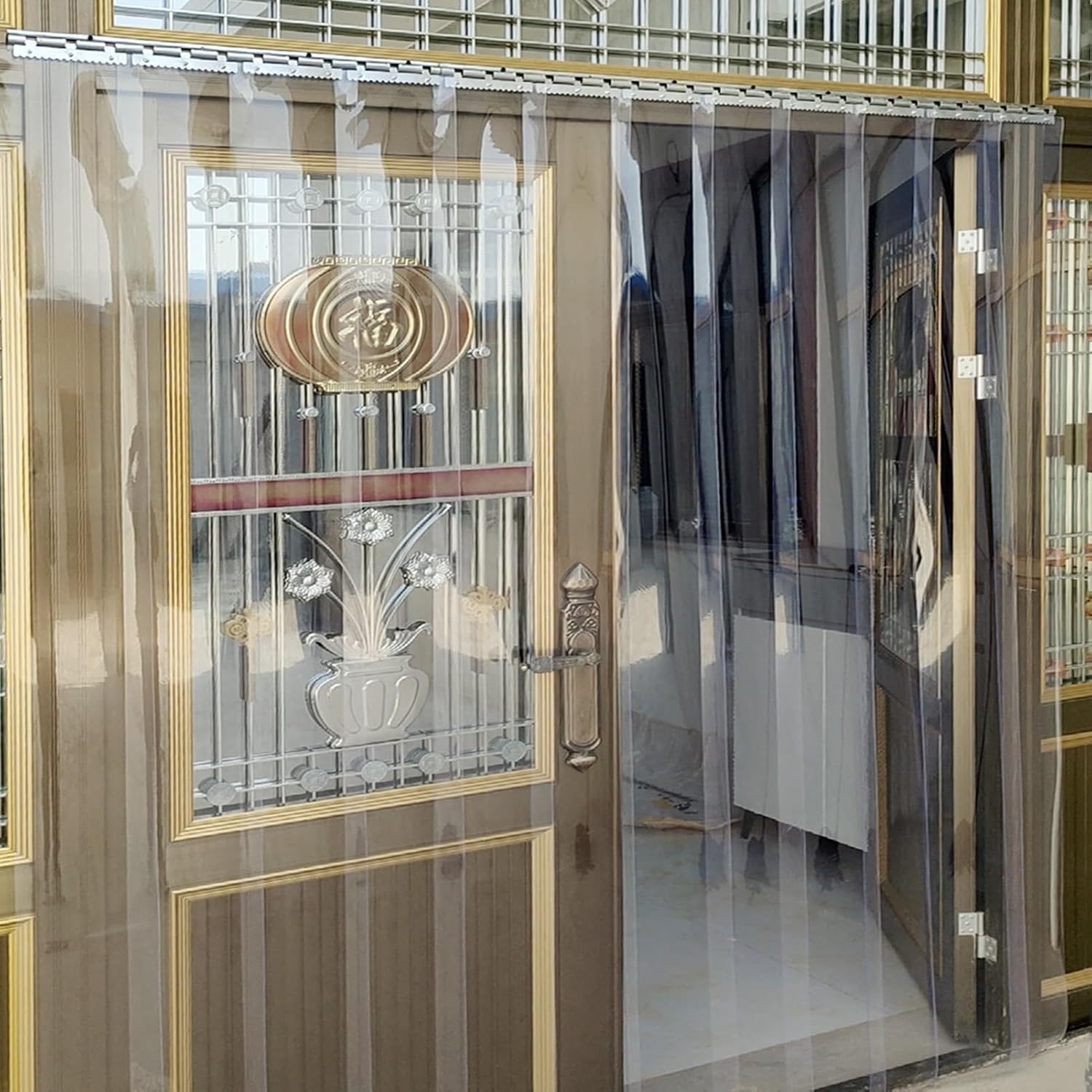 Walk in Cooler Plastic Strip Door Curtain, Transparent PVC Curtain Quarantine Area for Air Conditioner Room, Kitchen Decor Curtain, Easy to Install(165x400cm/64.96x157.48in)