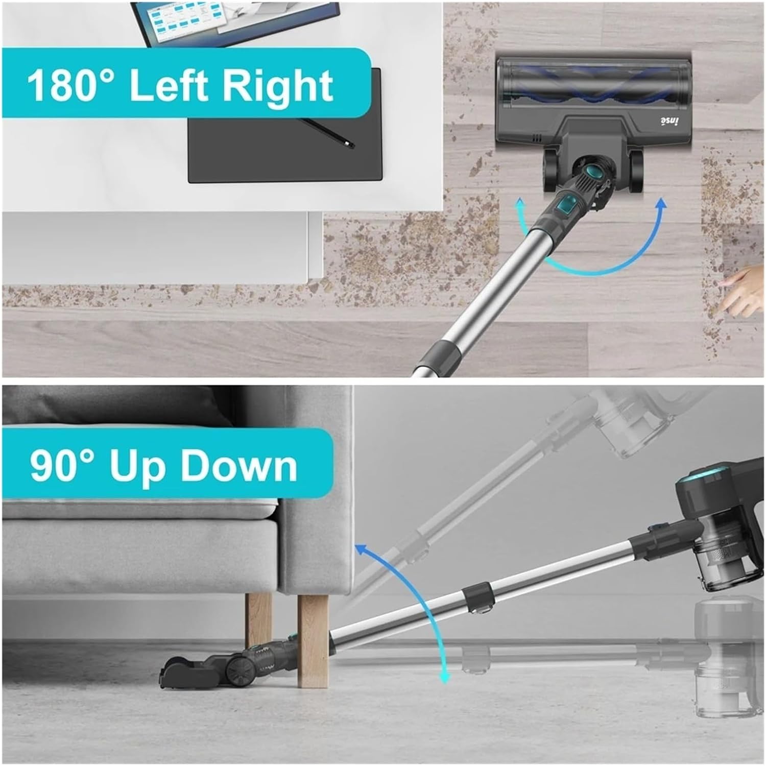 Cordless Vacuum Cleaner | Compatible with INSE N370 20Kpa Ultra Powerful 6 in 1 Lightweight Stick Vacuum | Handheld Vacuum for Home, Hair & Car Cleaning​(N370 Tube)