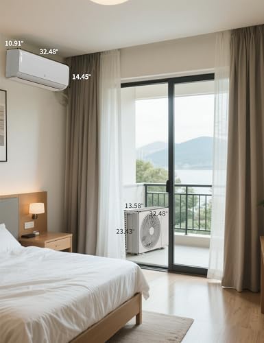 24000 Btu Mini Split AC Heating System, Wifi Enabled Mini Split Air Conditioner with 19 SEER2 Inverter, Heat Pump, 208-230V for Rooms Up to 1500 Sq. Ft, White