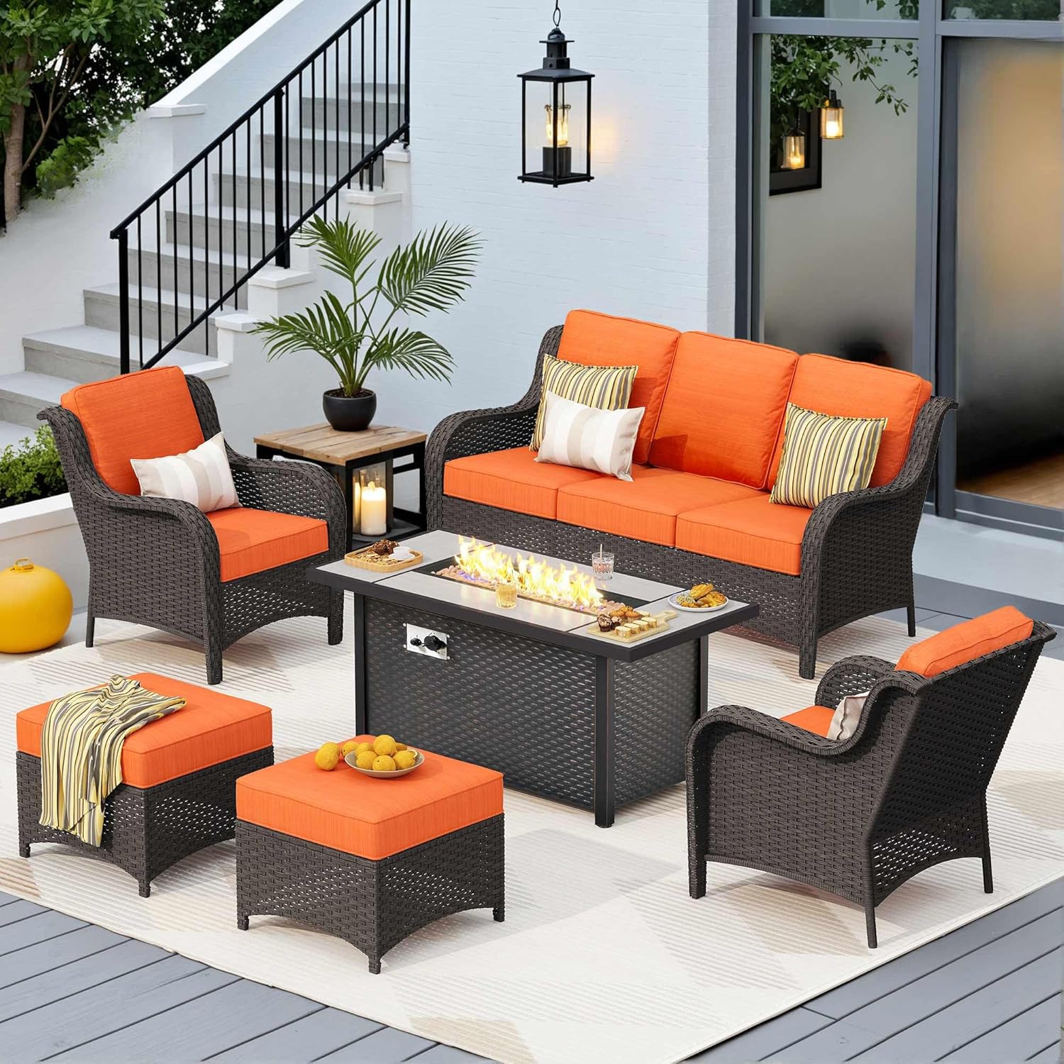 6 Pieces Outdoor Patio Furniture Set with 53