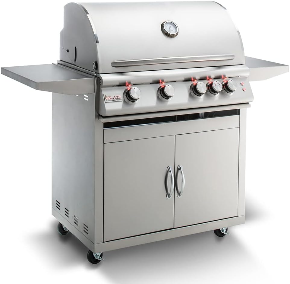 Blaze Freestanding Grill with Lights (BLZ-4LTE2-LP-BLZ-4-CART), 32-inch, Propane Gas