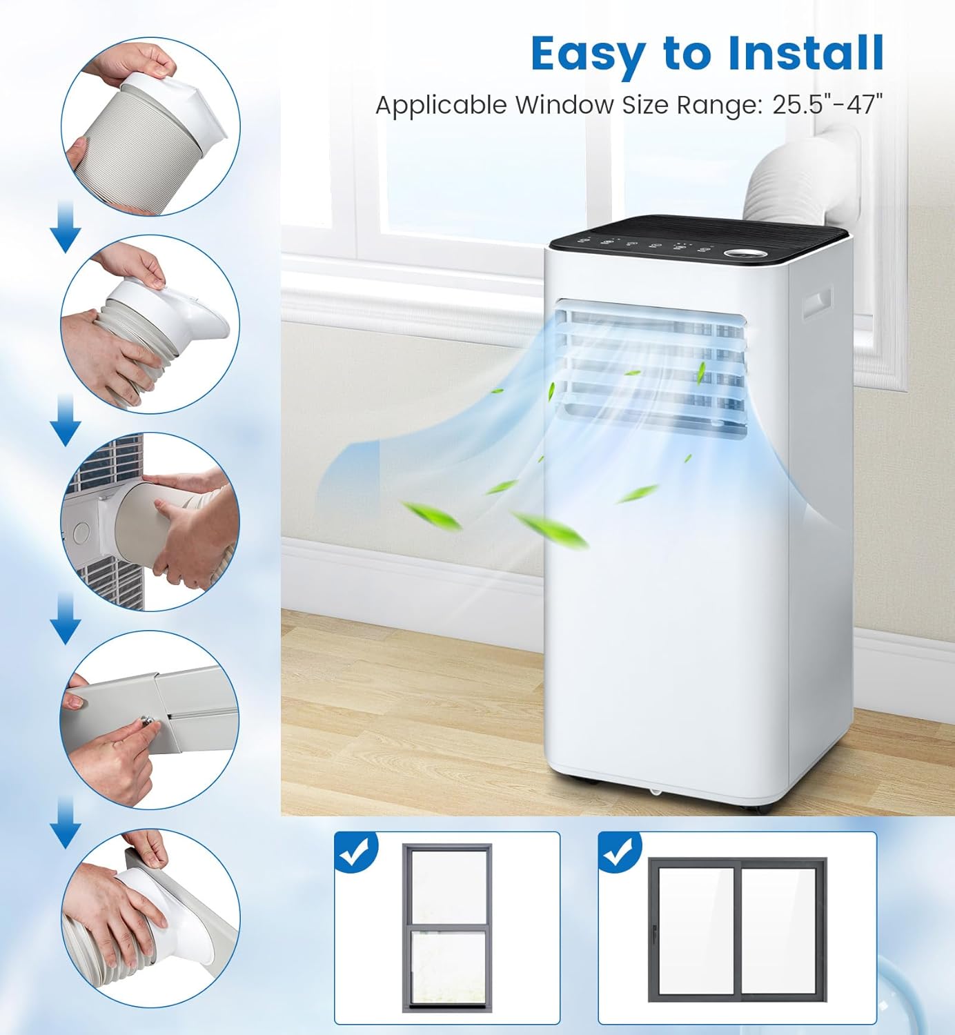 Portable Air Conditioners, SIMOE 10000 BTU Portable AC Unit with Dehumidifier & Fan Mode, 3-in-1 Air Conditioner Portable with Remote, Rooms up to 350 sq.ft, 24Hrs Timer, for Home Office Garage