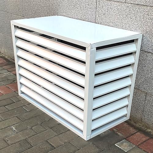 Aluminum Central Air Conditioner Protection Cover For Outside Units, Outdoor Freestanding Privacy Screen Fence Panels Trash Can Enclosure Flower Stand Decorative Outdoor AC Unit Cover ( Color : Whit