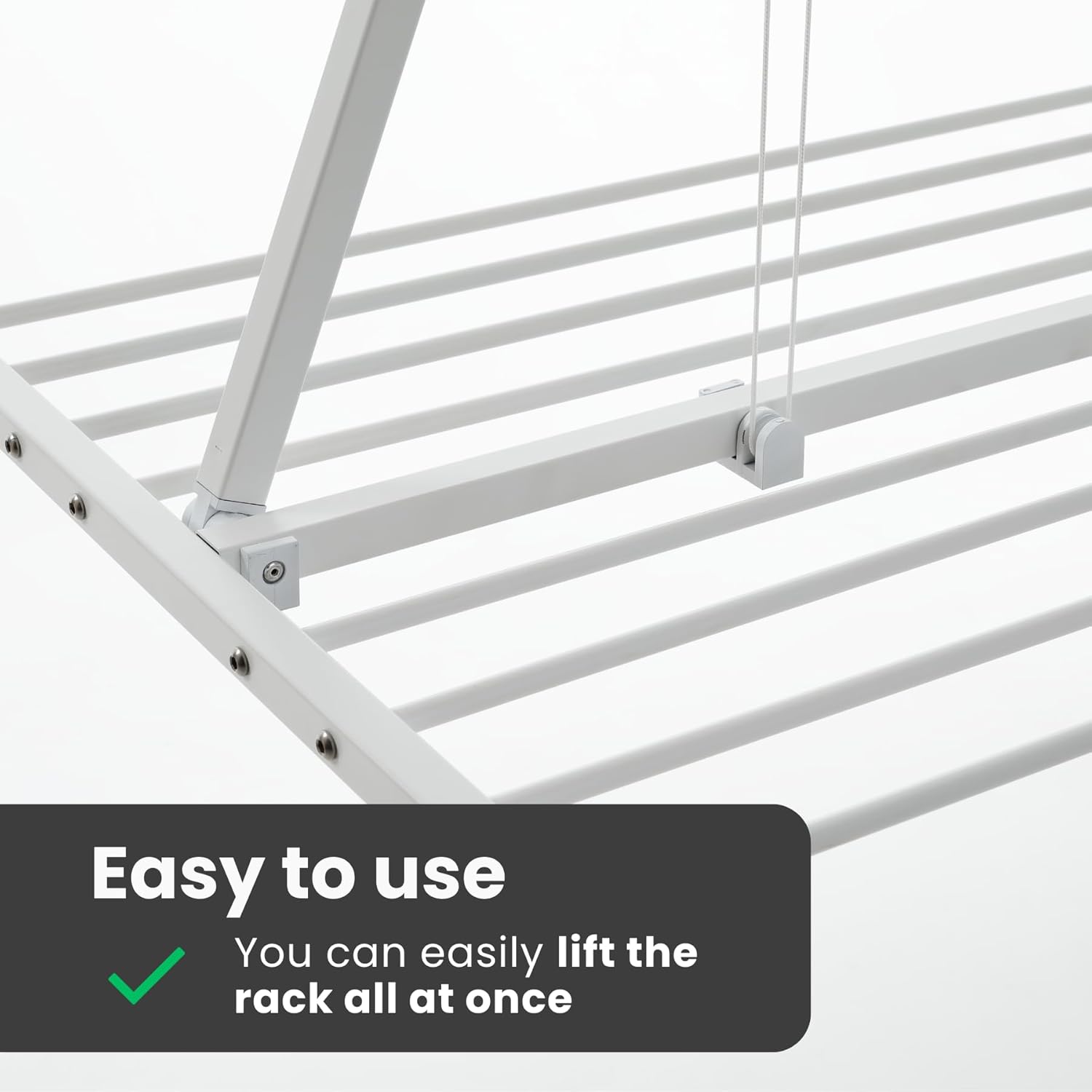 foxydry Mini, Ceiling Mounted Clothes Drying Rack, Pulley Clothesline, Vertical Folding Laundry Drying Rack 59.8x21.25x9.8 in