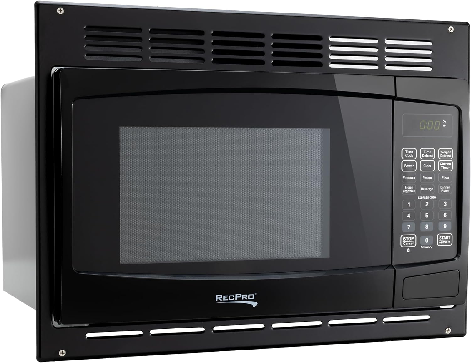 RecPro RV Microwave with Trim Kit | 1.0 Cu. Ft. | 900W | Direct replacement for Greystone and High Pointe (Black)