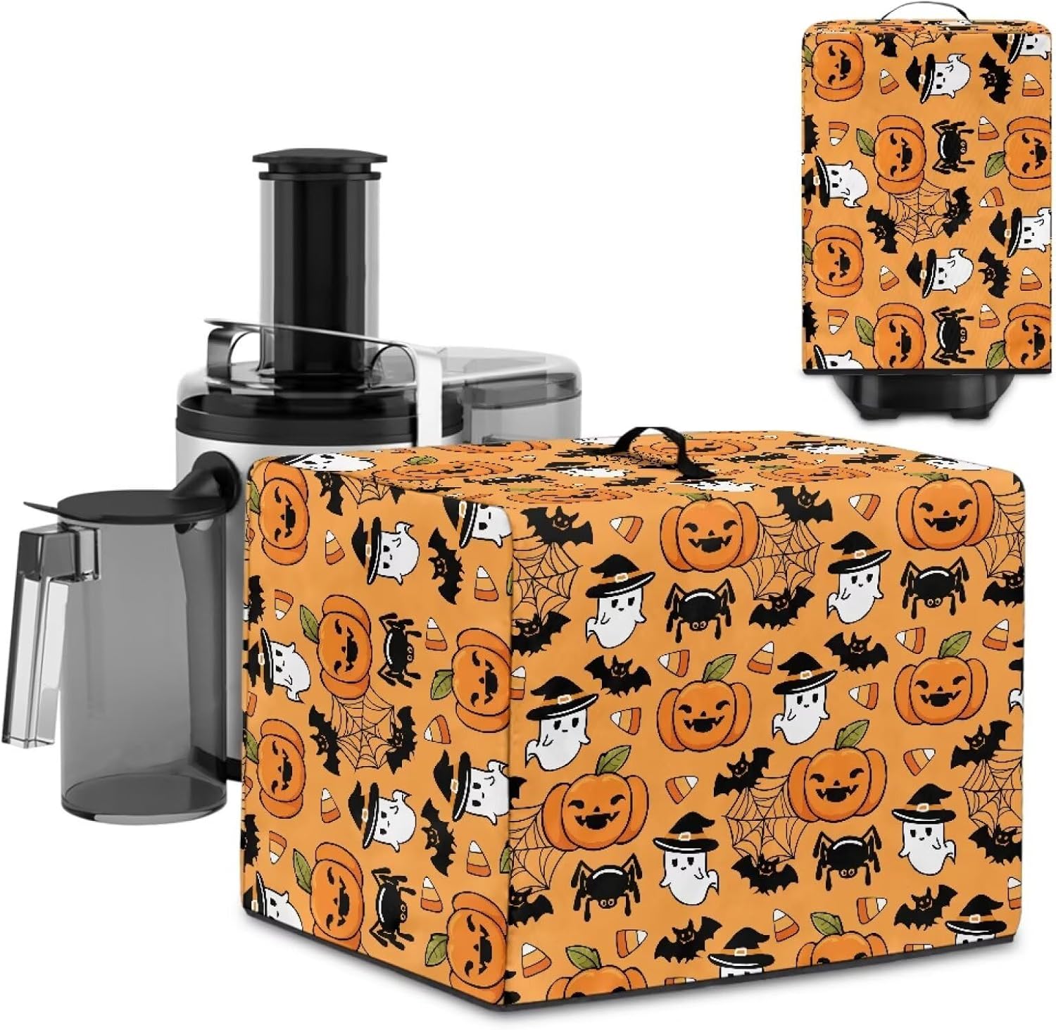 Halloween Ghost Pumpkin Foldable Juicer Cover with Top Handle Dustproof Blender Covers Home Decor Suitable for Most Juicers Households Organizer