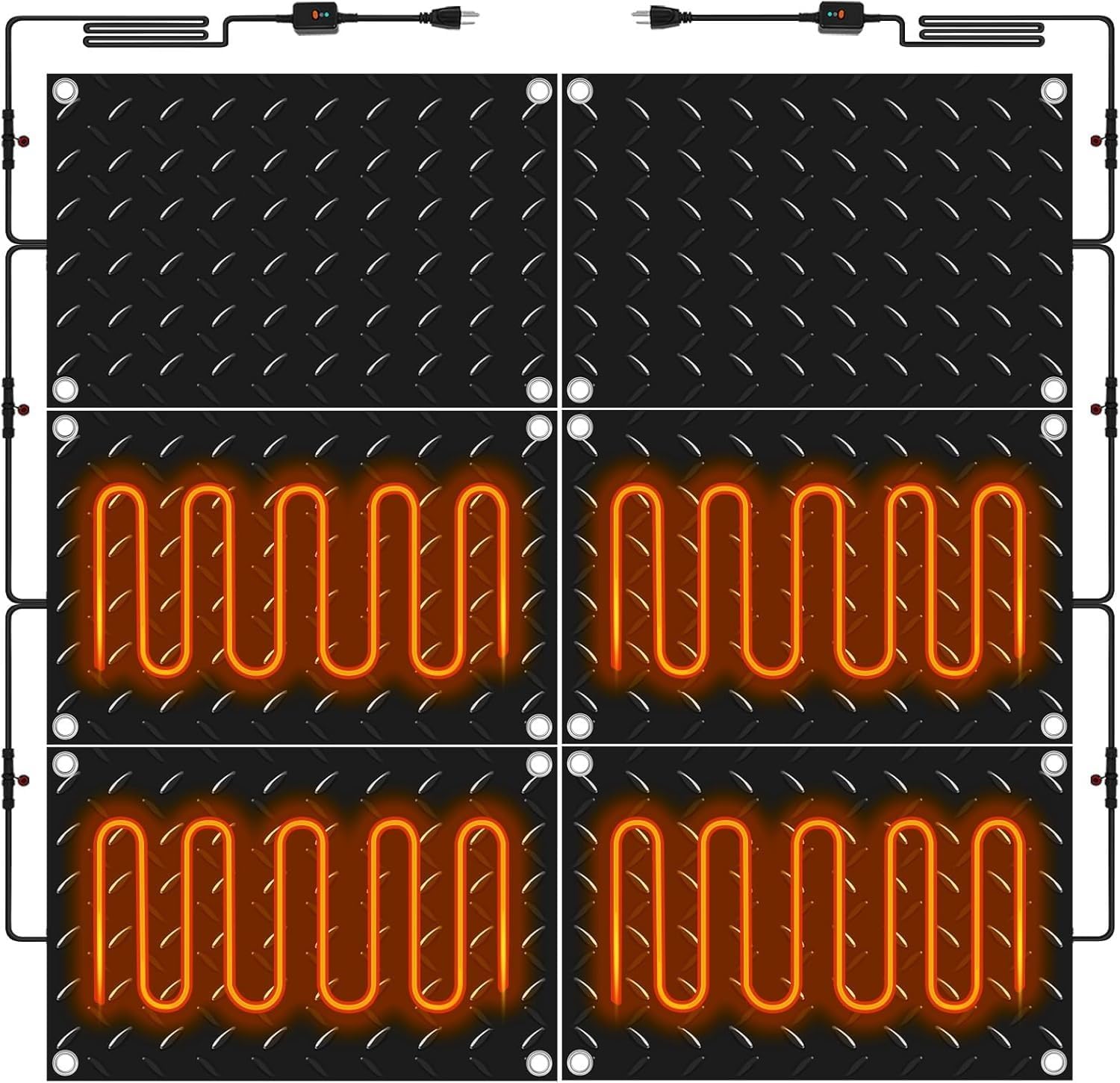 Snow Ice Melting Mats Heated Outdoor Winter Heated Rubber Mat Slip Proof for Stairs Steps Driveway Walkway Decks Sidewalks Connection (6PCS, 20x60in)