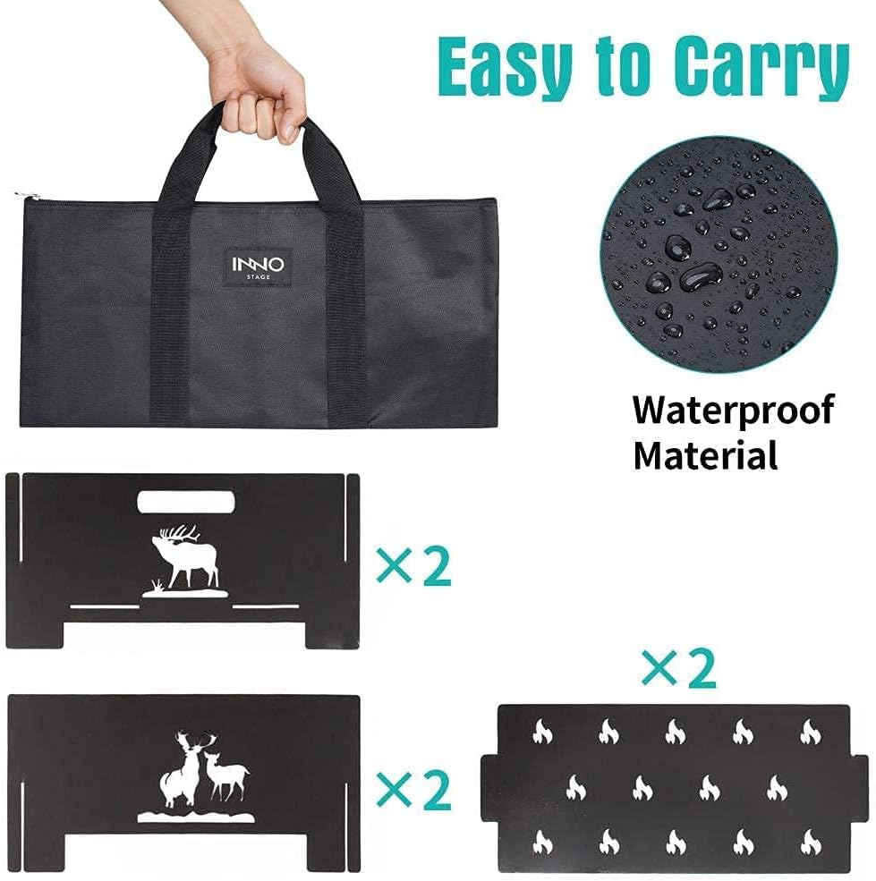 Portable Plug Fire Pit, Heavy Duty Outdoor Living FirePit and Waxed Canvas Log Carrier Tote Bag,40