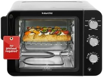 Instant Pot No Preheat Required* 4-Slice Air Fryer Toaster Oven with InstantHeat Technology, 7-in-1, Air Fry, Bake, Toast, Roast, Broil, Warm, and Make Pizza