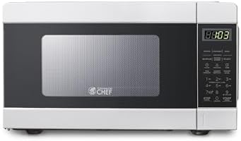 Commercial CHEF CHM990W 900 Watt Counter Top Microwave Oven, 0.9 Cubic Feet, White Cabinet