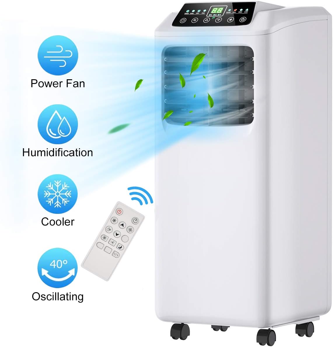 Portable Air Conditioner Easy-cool 3-in-1 Floor AC Unit with Dehumidifier,Fan Modes,Remote Control,Complete Window Mount Exhaust Kit for Rooms