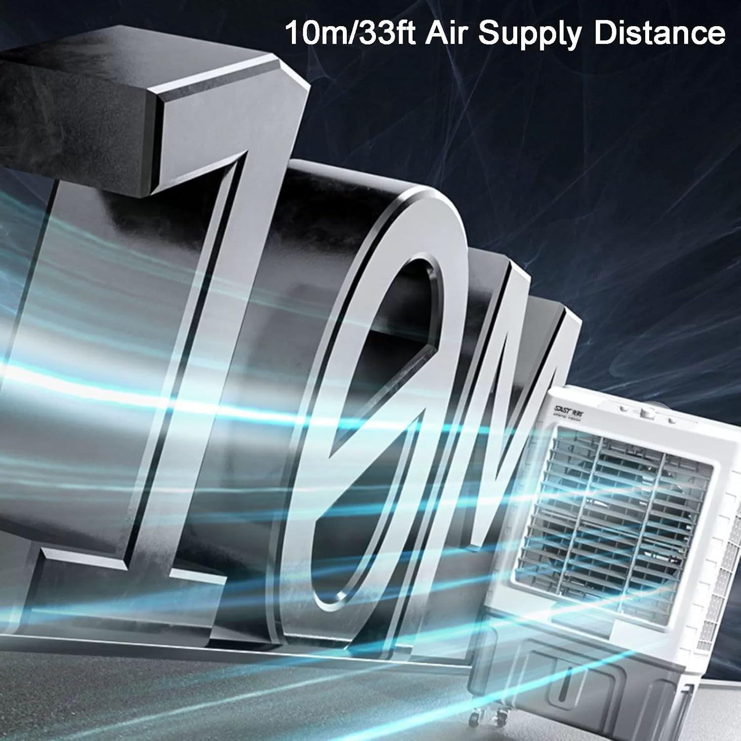 Evaporative Cooler, Portable Air Conditioners, with Large Capacity Water Tank, Powerful Air Supply, 3 Wind Speeds, for Backyard, Garage, Patio(118cm/46in)