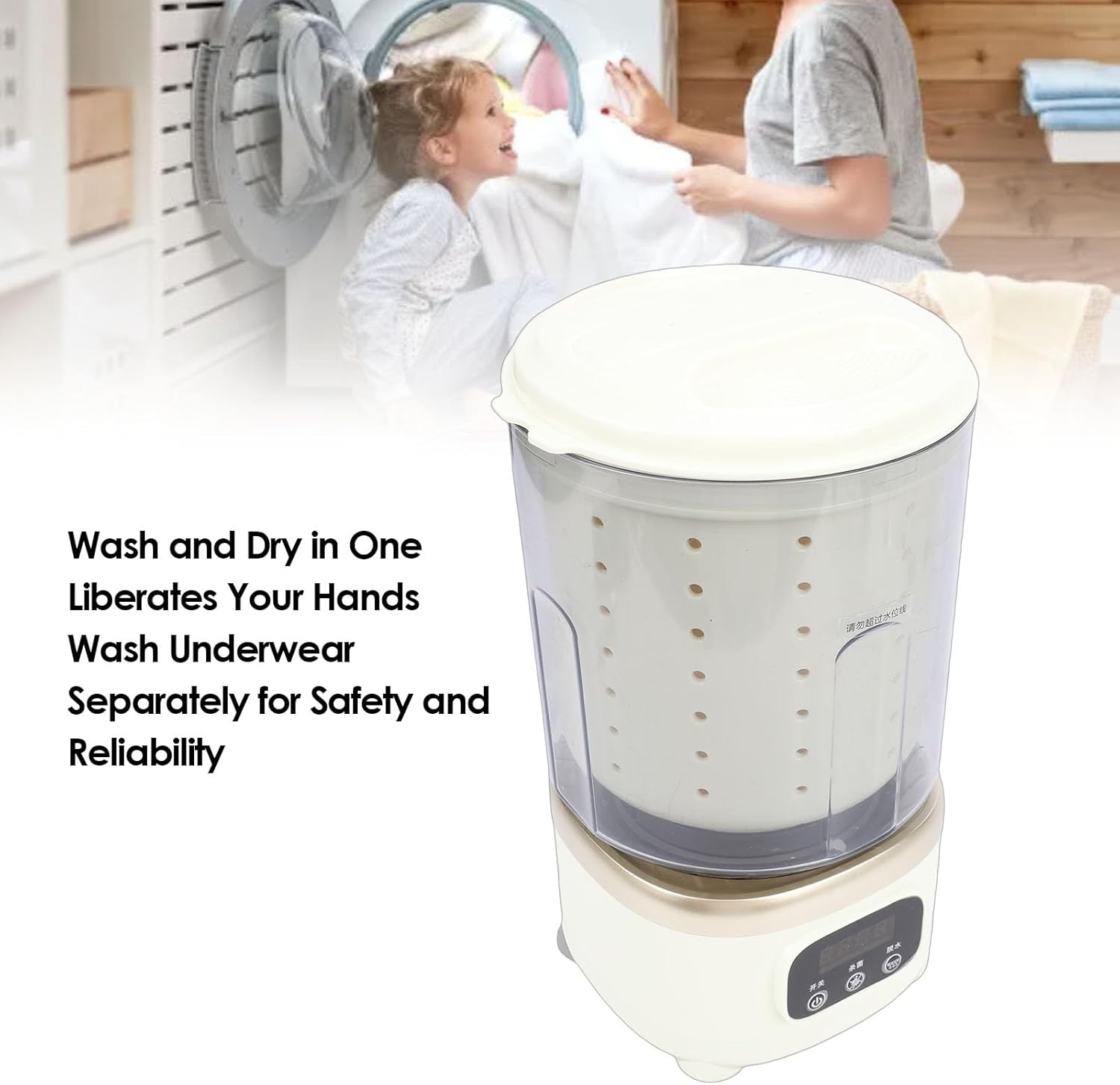Asixxsix Portable Washing Machine, 2L Portable Laundry Machine Underwear Washer with Spin Dry, Cordless Underwear Washing Machine for Apartment, Dorm, RV, Travel & Hotel Use