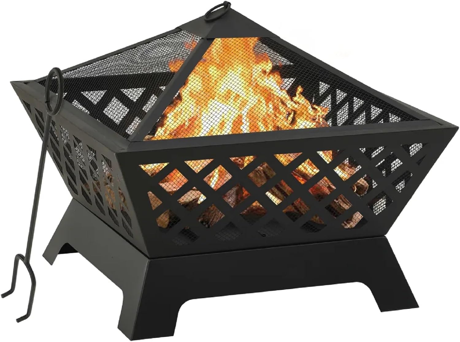Zateety Fire Pit with Mesh Cover & Poker - 25.2