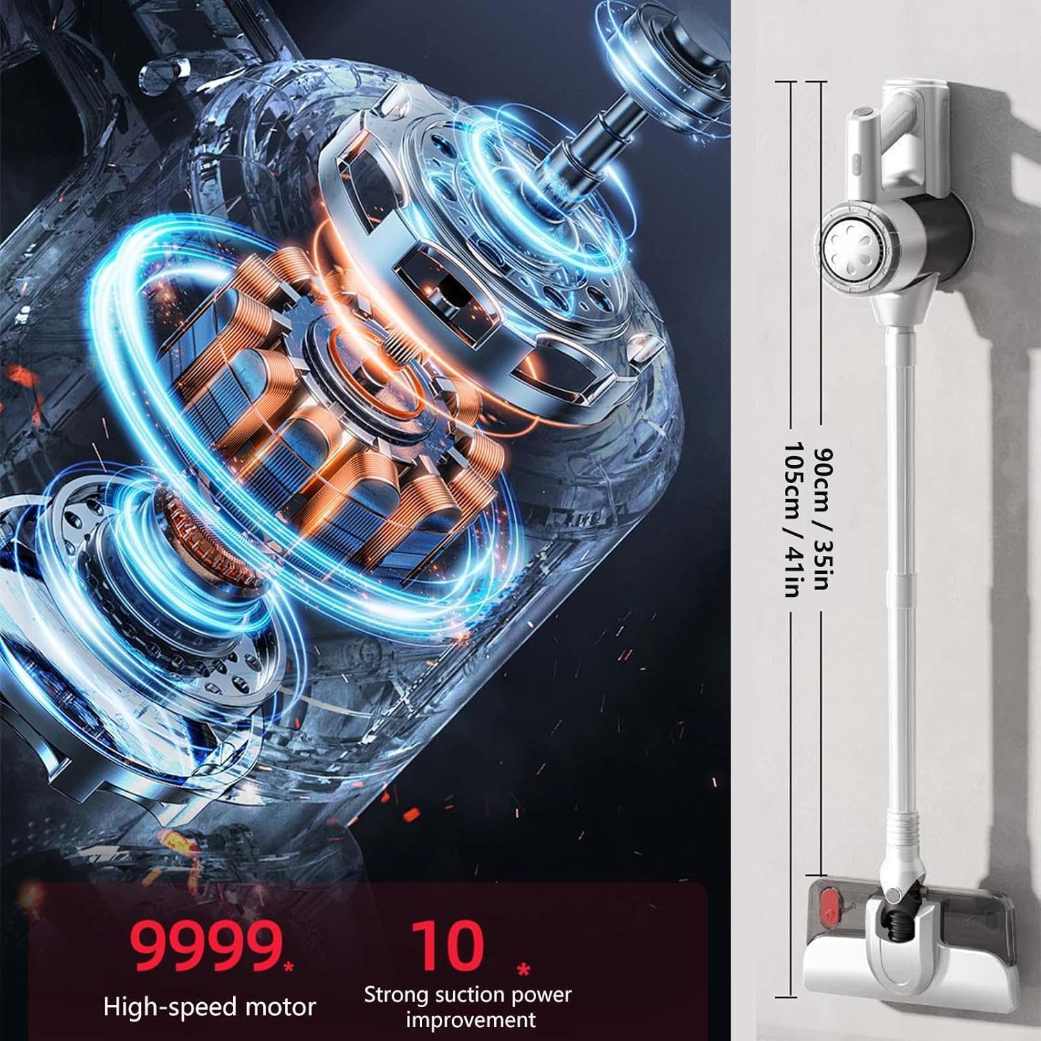 Lightweight and Versatile Vacuum and Mop Combo 5 in 1, 18Kpa, 8000mah Battery, Vacuum Cleaner for Home All in One Vacuum Cleaner for Home/Pet Hair/Carpets/Floors,White