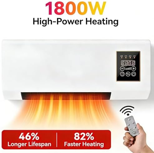 Multifuntional Wall Air Conditioner Fan 2 in 1 Wall Heating System Mini Portable Ac and Heater Combo Unit Smart Air Conditioner Heater Fan with Timer for Living Room Bedroom Office(Red)