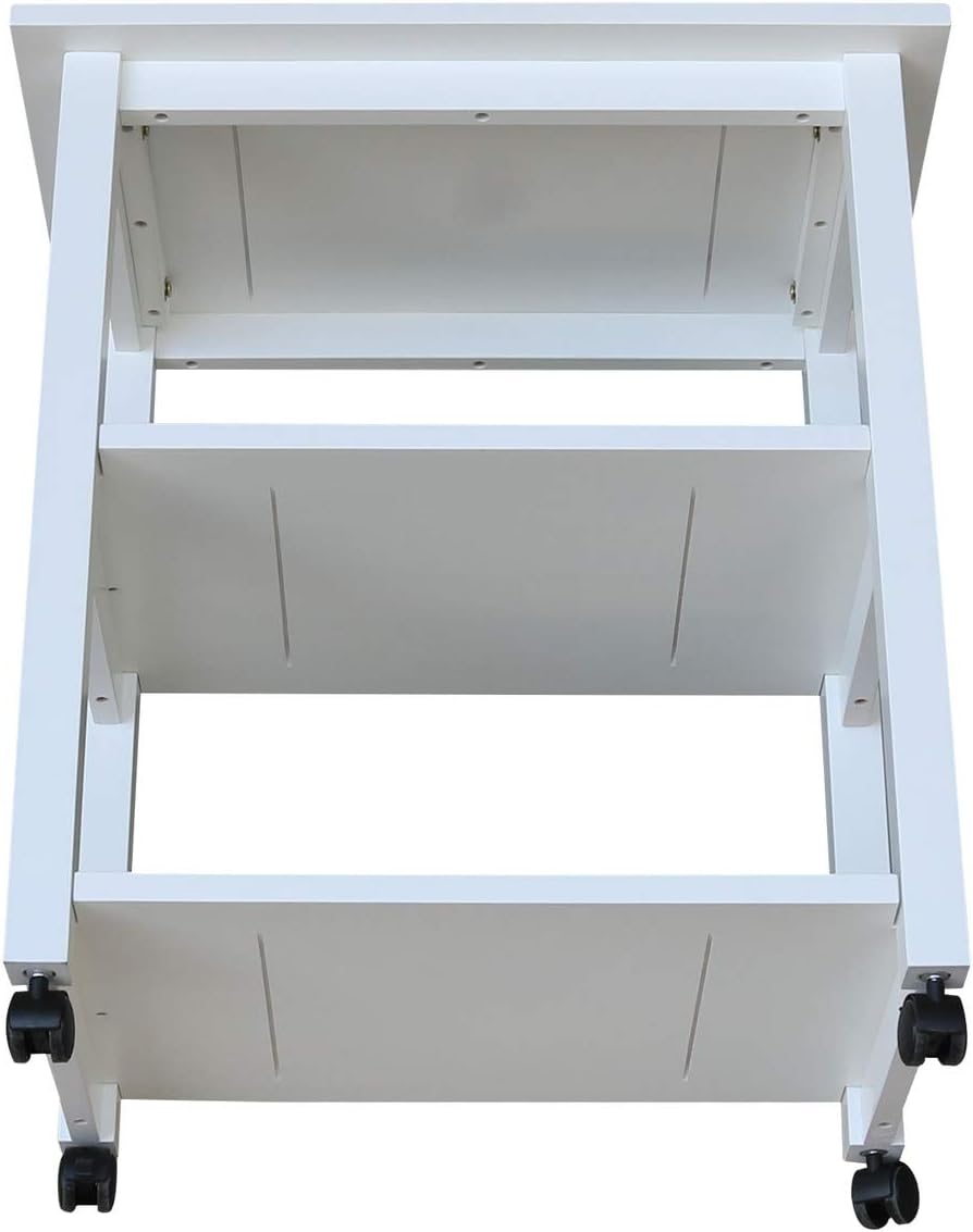 Solid Wood Rolling Microwave Cart, White