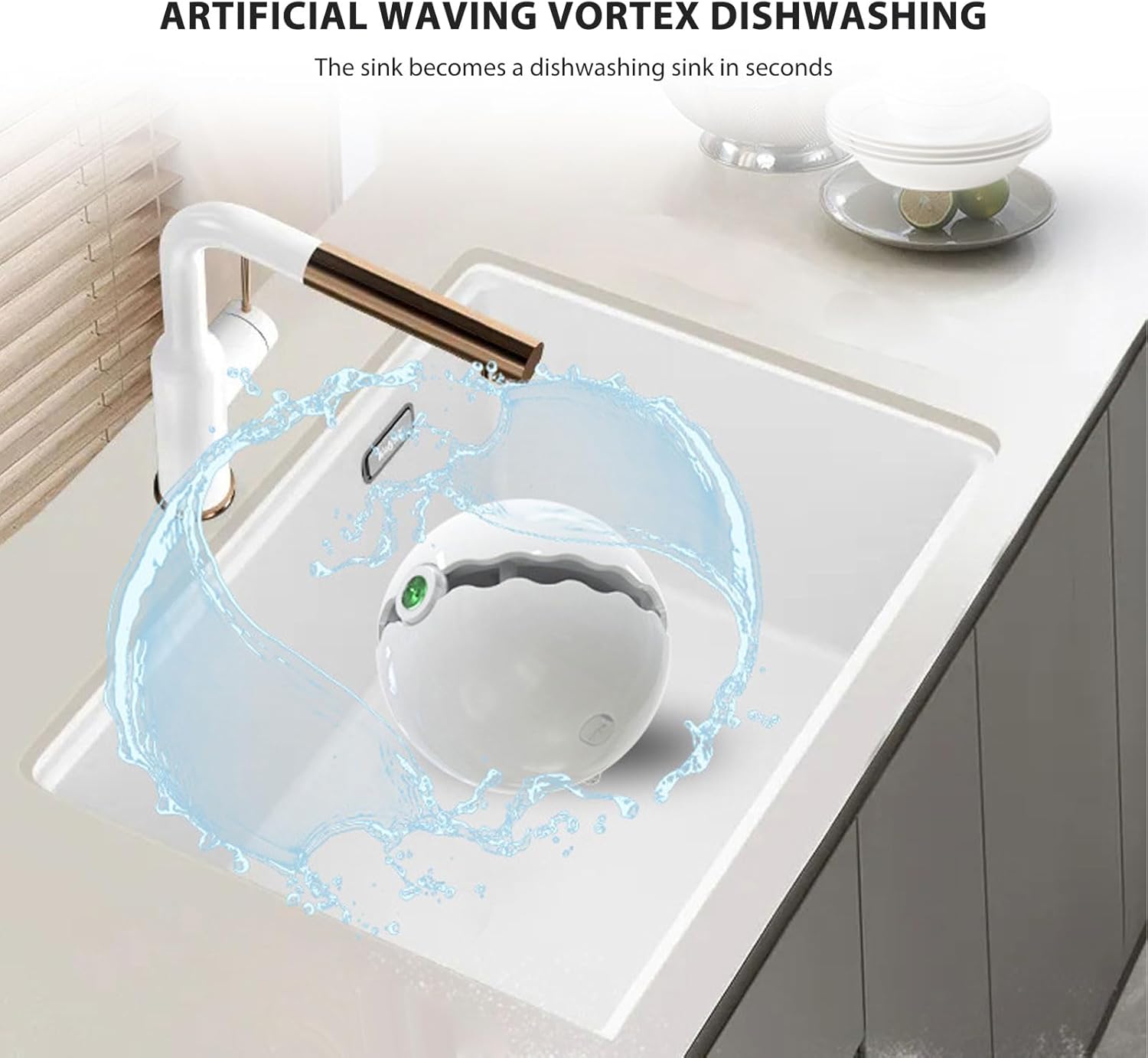 Compact Dishwasher, Mini Ultrasonic Turbine Washing Machine, Portable Washer with with Suction Cups for Home Travel College Room RV Apartment Use (Green)