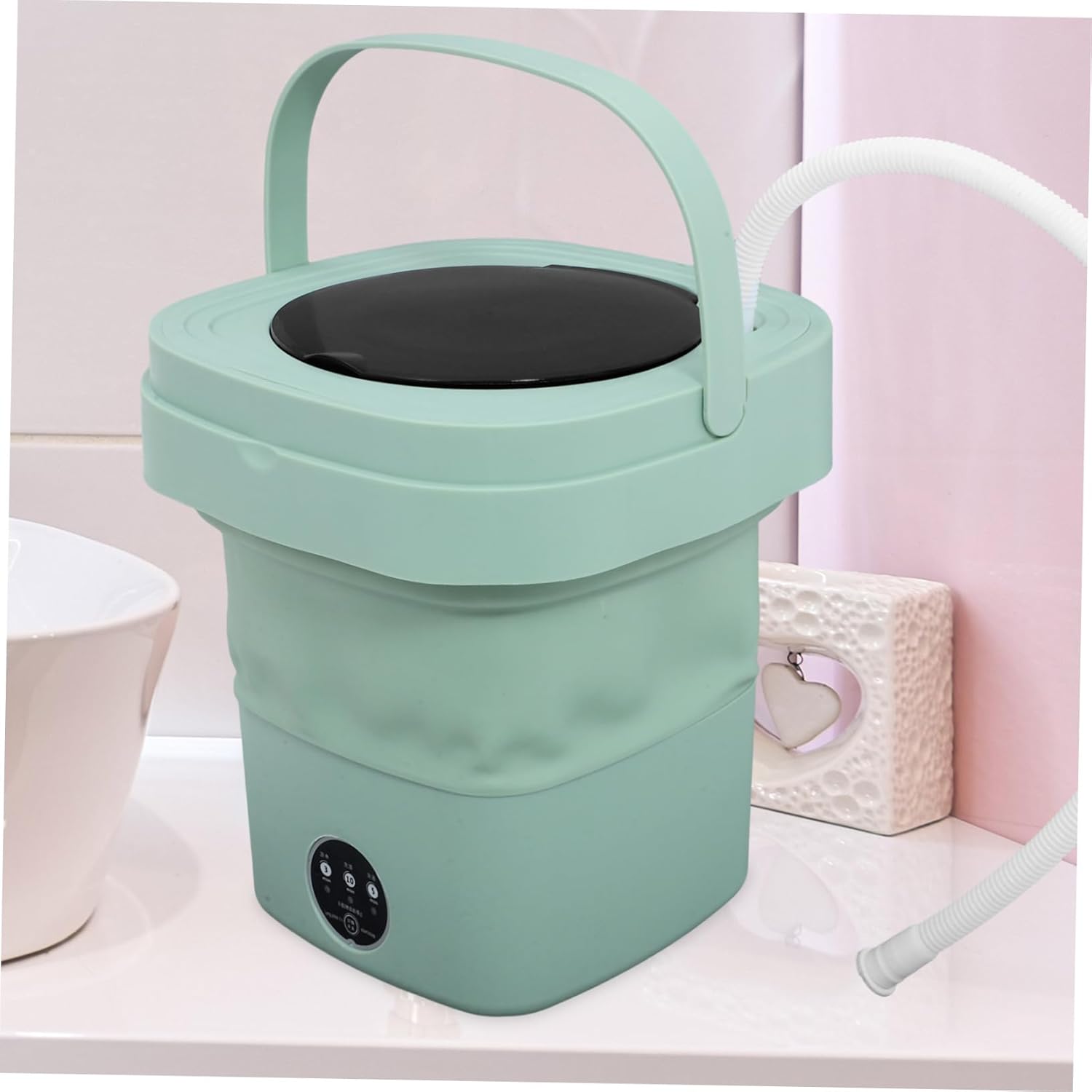 Portable Mini Washing Machine Collapsible Washer Touchscreen Capacity for Travel and Apartments Easy Wash Spin-dry Us Plug