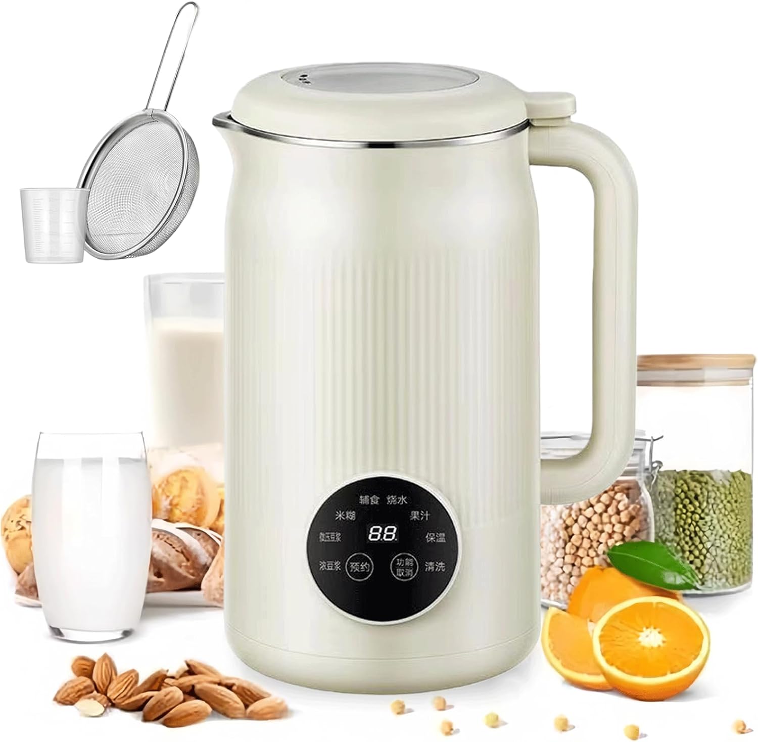 2026 Upgraded The 8-in-1 Multifunction Nut Milk & Juice Maker, 41oz Nutmilk Maker Blender, Automatic Soybean Oat Machine with Delay Start/Keep Warm/Boil Water, BPA-Free, Self-Cleaning (White)