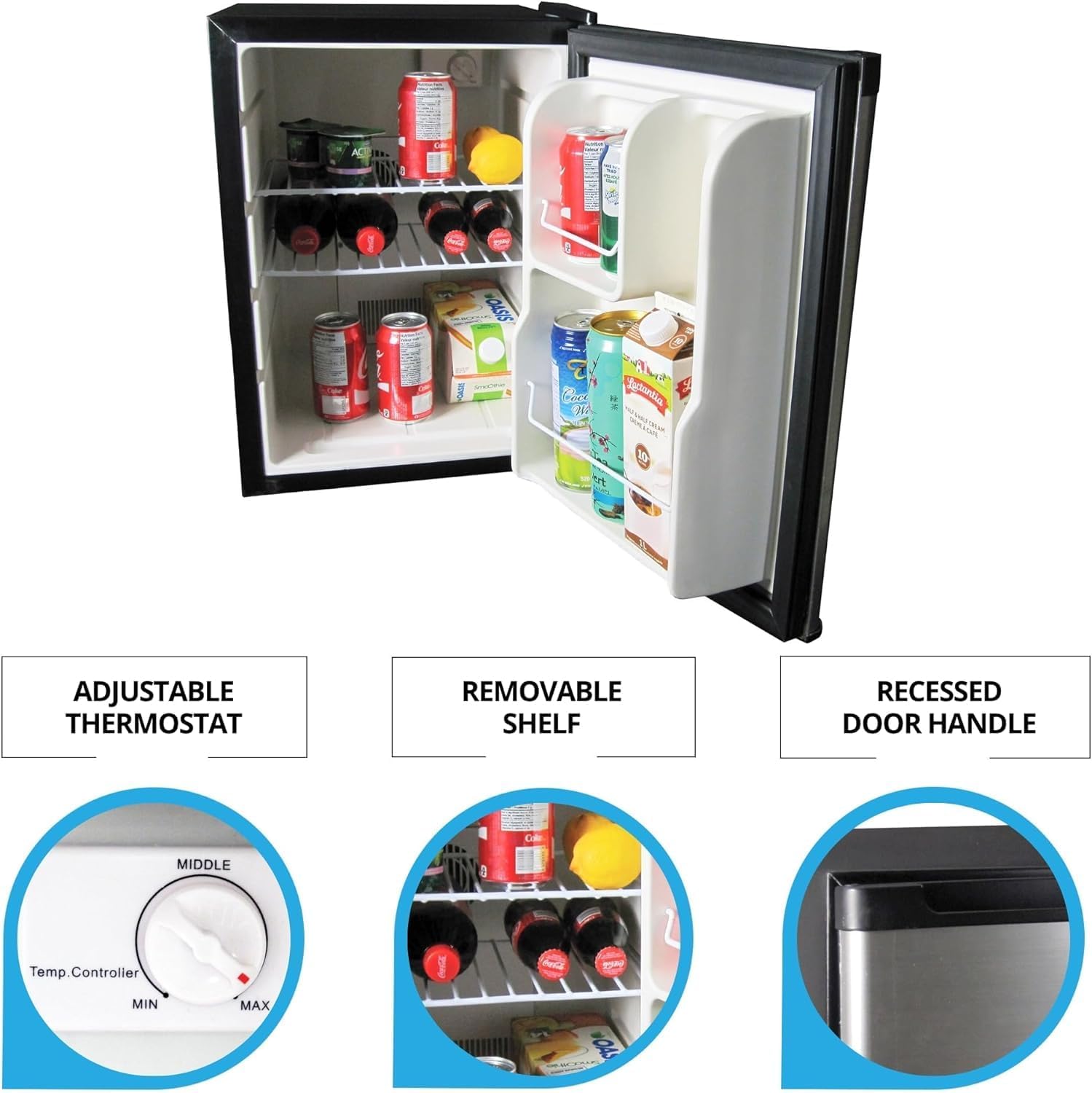 Koolatron 12V / 110V Refrigerator - Mini Fridge for Trucks Cool Storage for Kitchen Bedroom Office Travel Camping Dorms Compact Free Standing Neveras Pequeñpara Apartment 1.76 cu.ft - Black