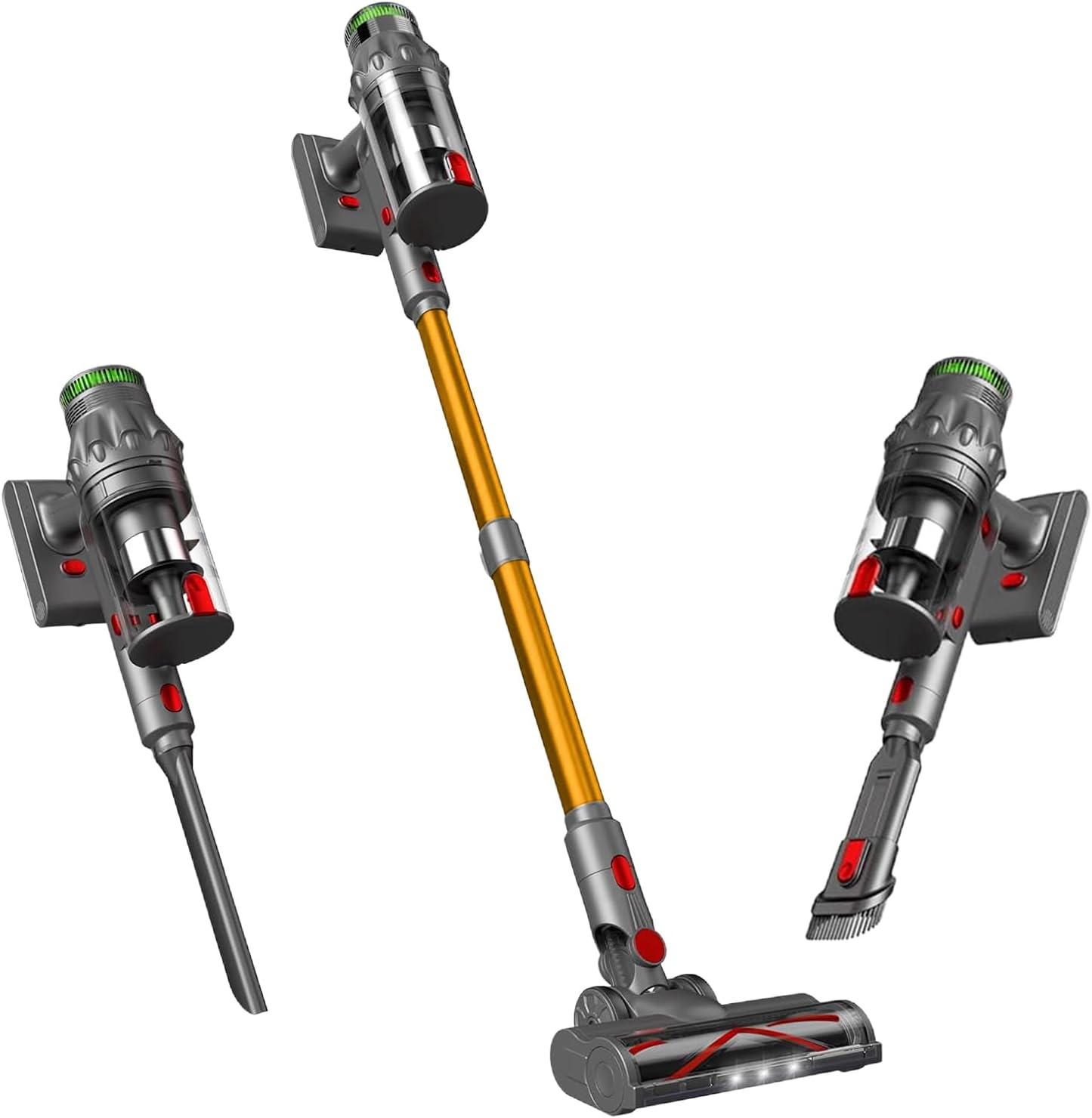 Cordless Vacuum Cleaner,Handheld Stick Cleaner with LED Display,Up to 60 Minutes,Powerful Suction, Lightweight, and Versatile for Carpet, Hard Floor, Pet Hair (Gold Red)