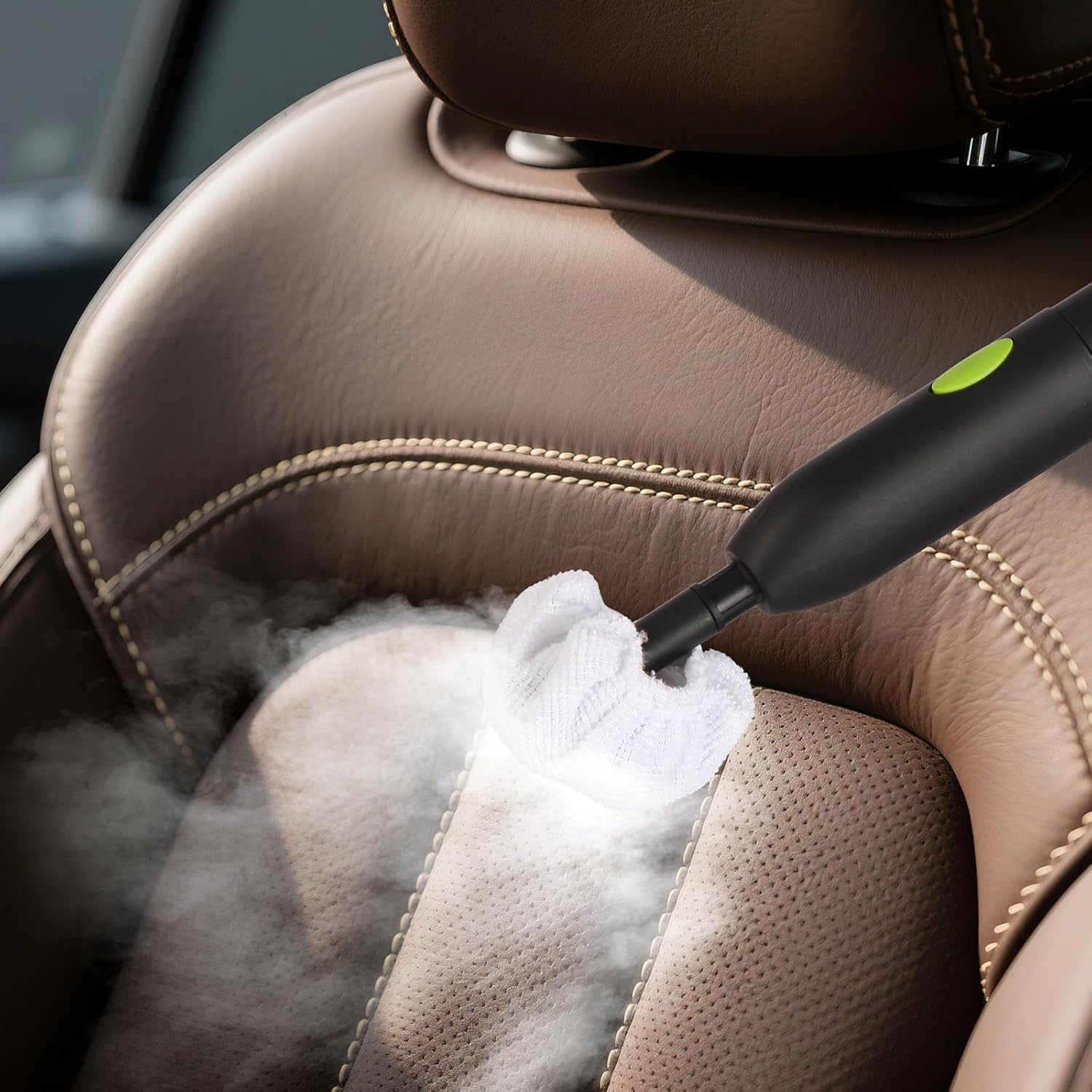 Steam Cleaner 1500W 35 Minute Runtime Multipurpose Powerful Heavy Duty Steamer Cleaning 22 Accessories 16.4ft Power Cord 1.5L Capacity for Home & Commercial Personal Car Detailing