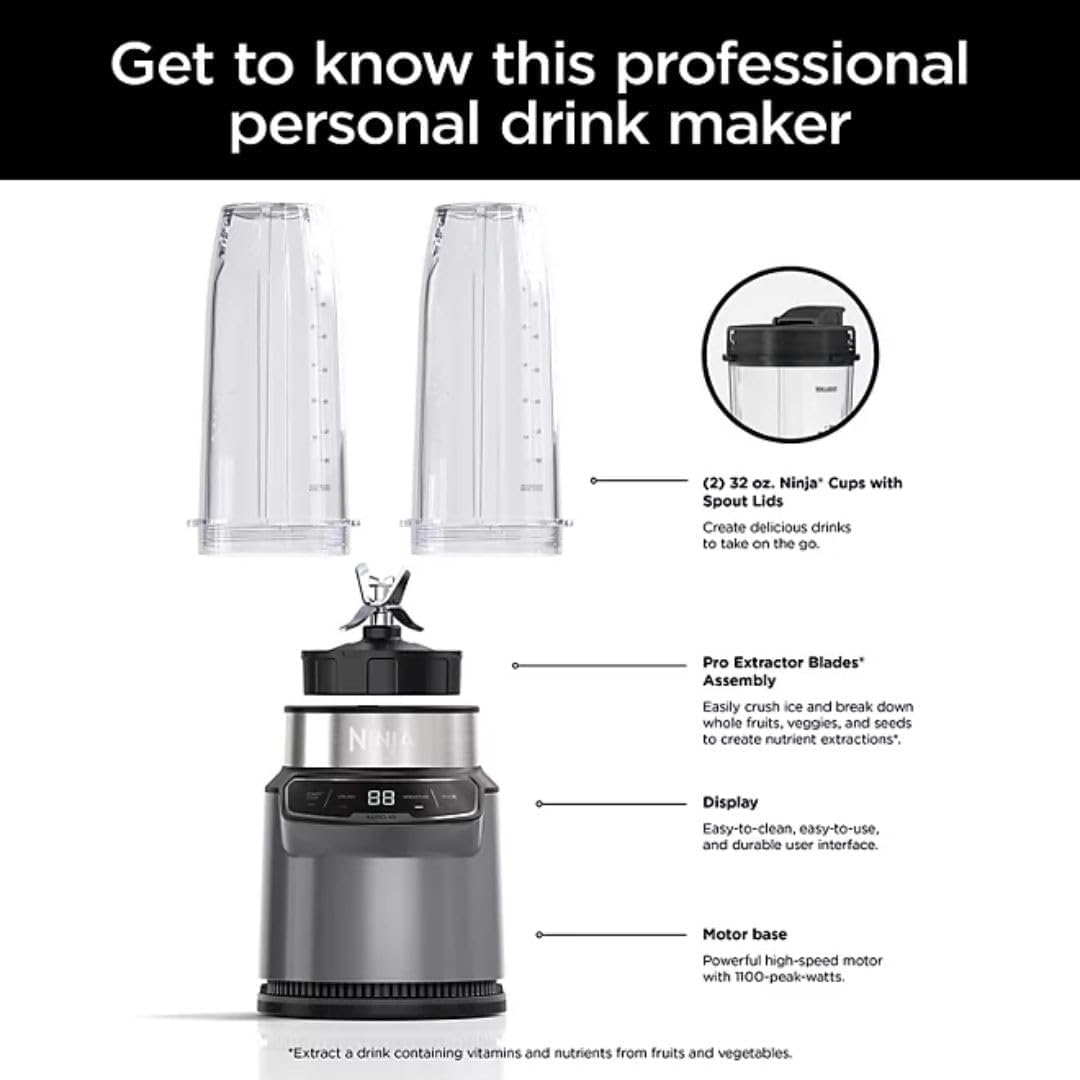 Ninja Nutri-Blender Pro with Auto-iQ, Personal Blender, 1100 Peak-Watts, CL401A