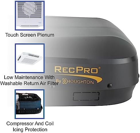 RecPro RV 48V Air Conditioner Non-Ducted Low Profile | With Heat Pump for Heating or Cooling | RV AC Unit (Black, 9.5K BTU)