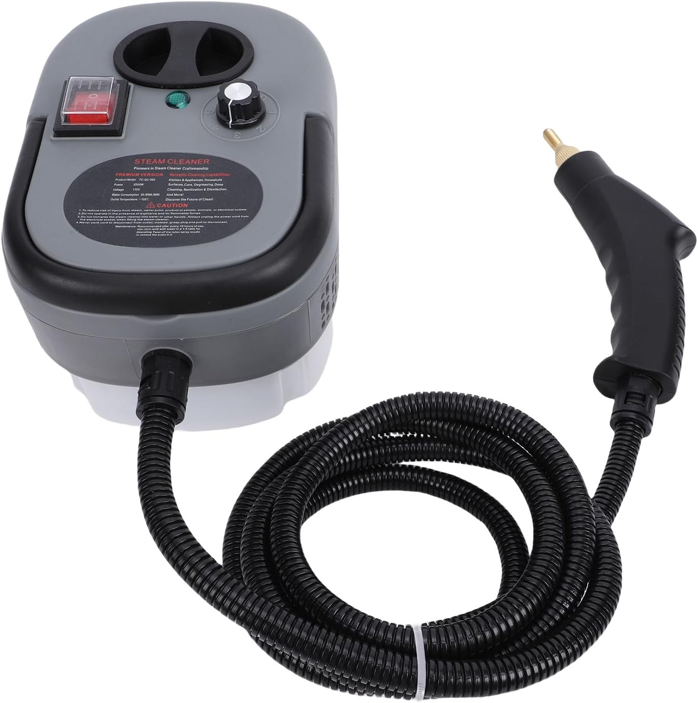 Pressurized Steam Cleaner Handheld, 2500W High Temp Versatile Portable Steamer with 1200ML Tank, for Kitchen Furniture Car Home (US Plug 110V)