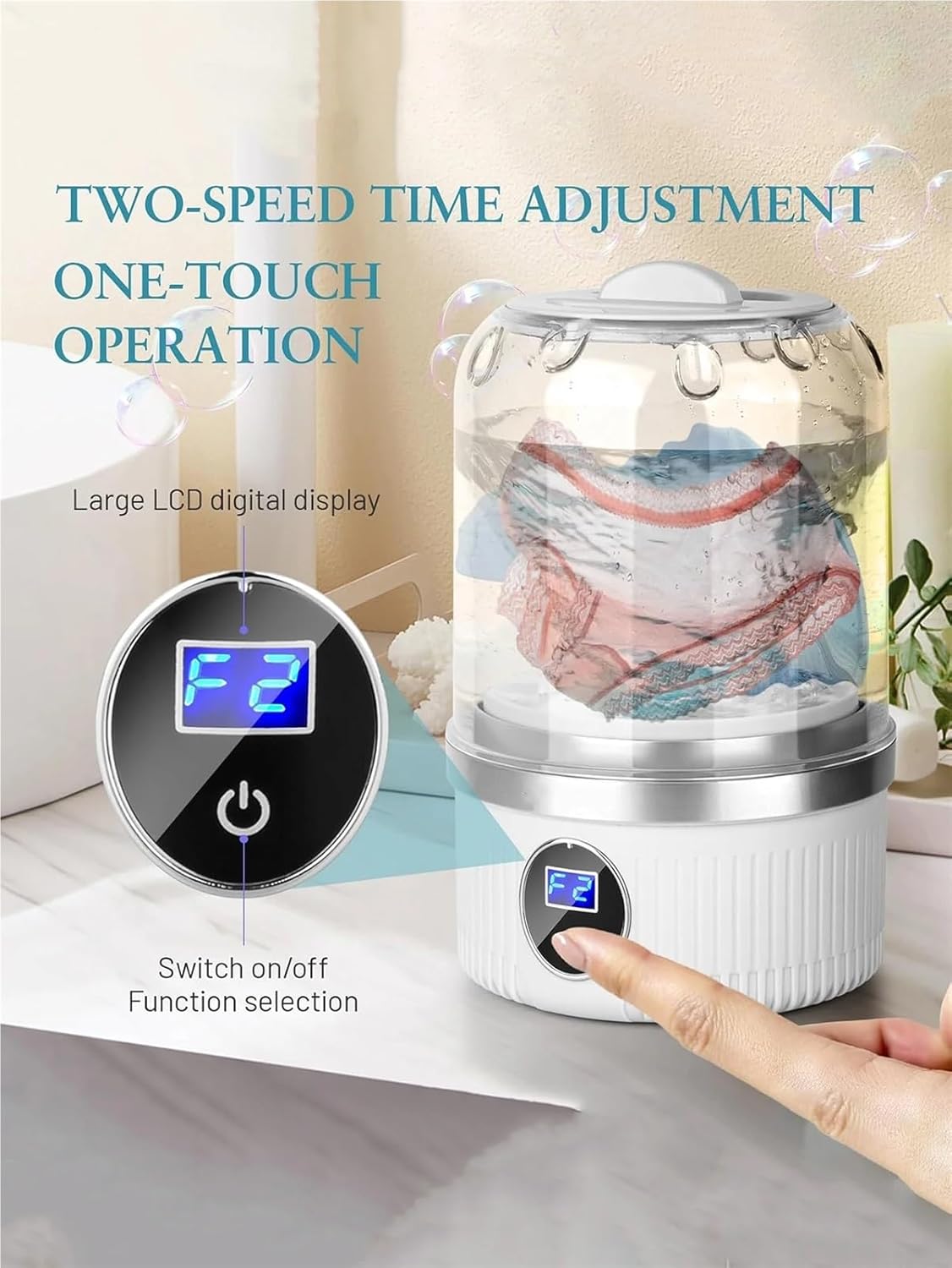 Portable Washing Machine, Underwear Washer & Mini Portable Washing Machine For Delicates,Cordless & Lightweight Design,for Apartments, Homes, and Dorms