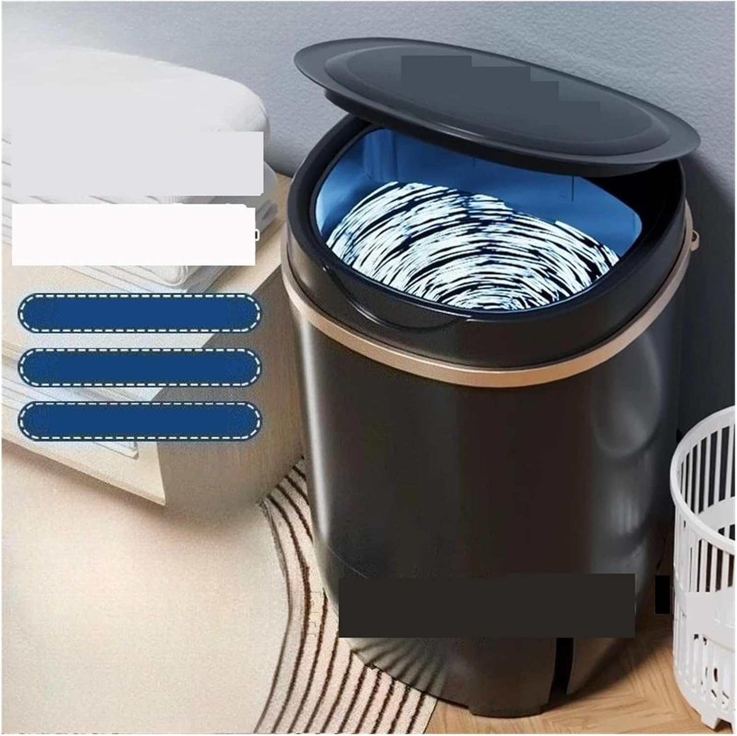 Mini Small Washing Machine Special For Socks And Underwear Semi-automatic Washing And Draining Washing Machine,for Travel,Camping, RV & Dorms(Black)