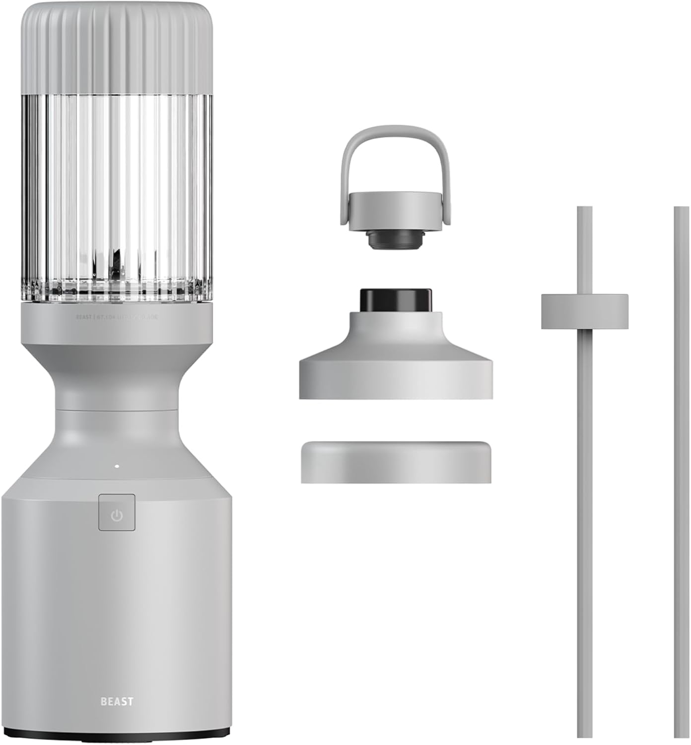 Beast Blender | Sleek Kitchen Countertop Design, Patented Blending Technology | Take Smoothies & Shakes To-Go with NEW Portable Straw Cap System (Pebble Grey)