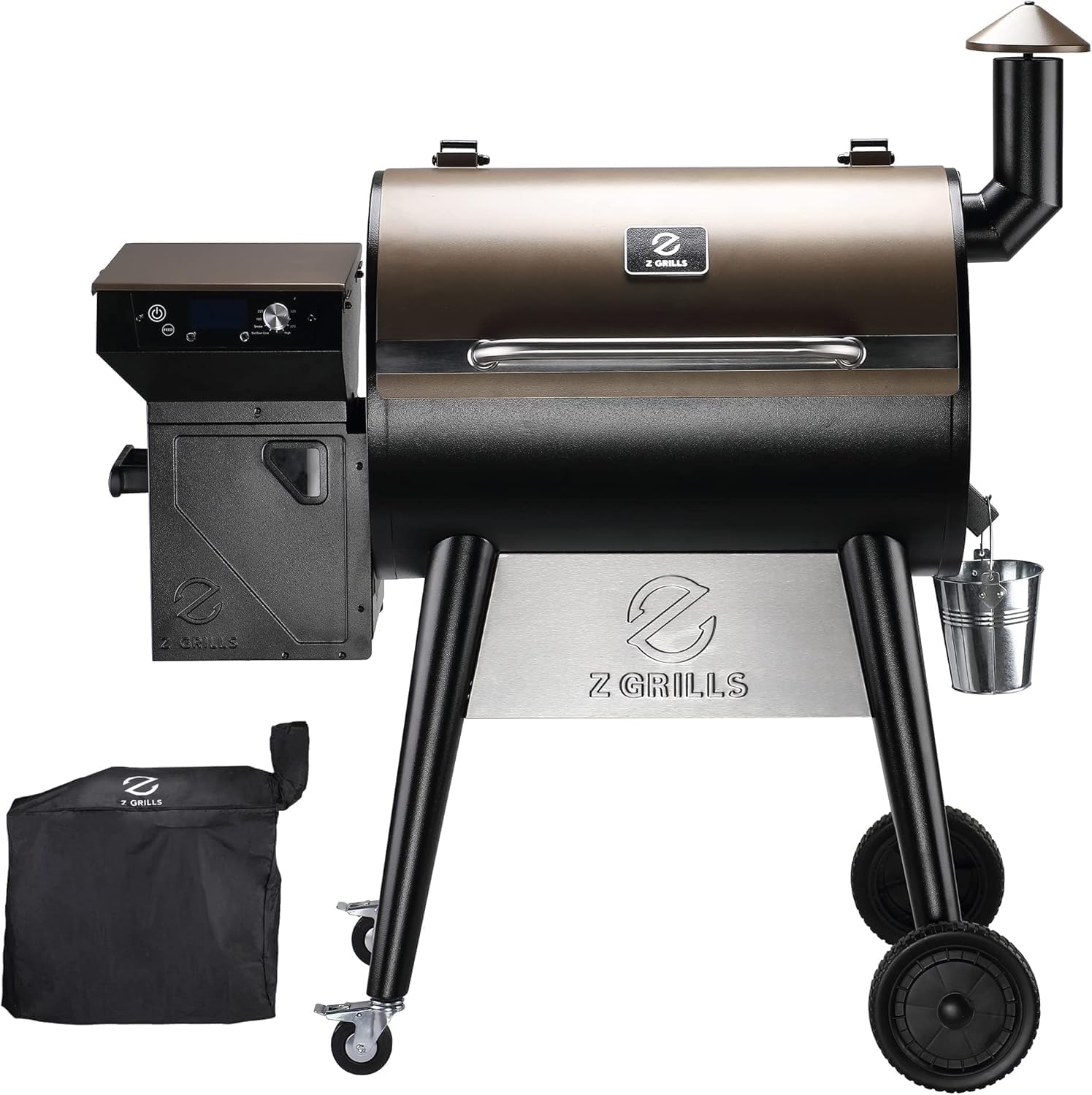 Z GRILLS 2025 Upgrade 8-in-1 Electric Wood Pellet Grill & Smoker with PID V3.0 Controller, LCD, 697 Sq In,Meat Probes, Easy Hopper Clean-out & Grill Cover