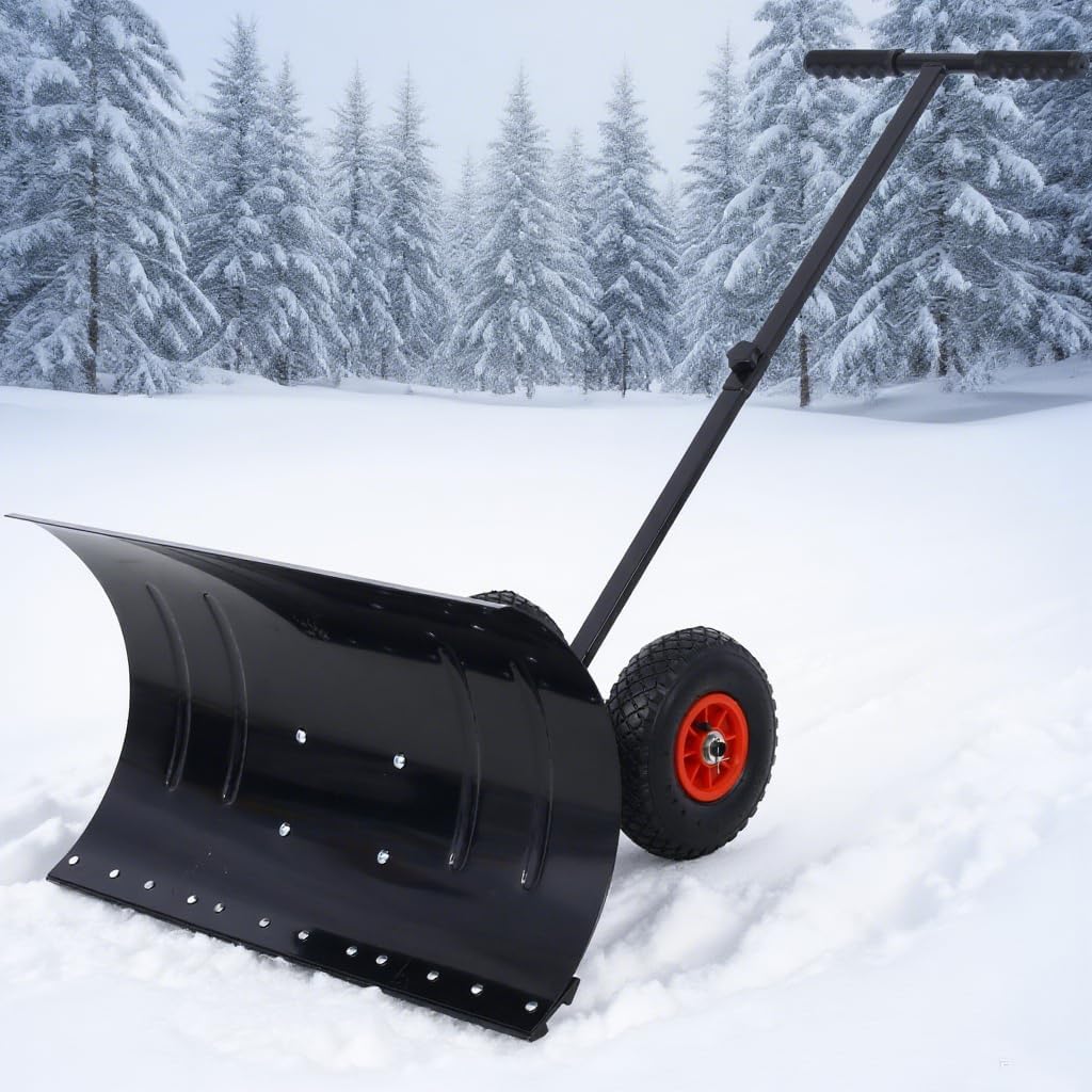 Snow Shovel with Wheels, Push Snow Plow, 10