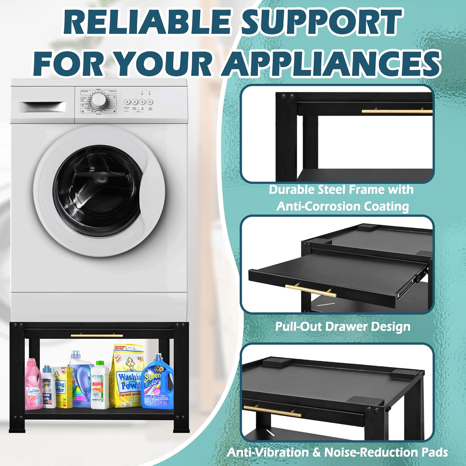 Royxen Washer and Dryer Pedestals with Drawer,29