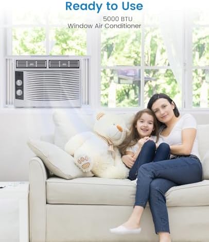 5000BTU Window Air Conditioner, AC Unit Cool up to 150 Sq. Ft. with Manual Adjustable Fan and Cooling Settings, Fan Speeds/Easy Install Kit Included, for Small Bedroom, Living Room, Home Office