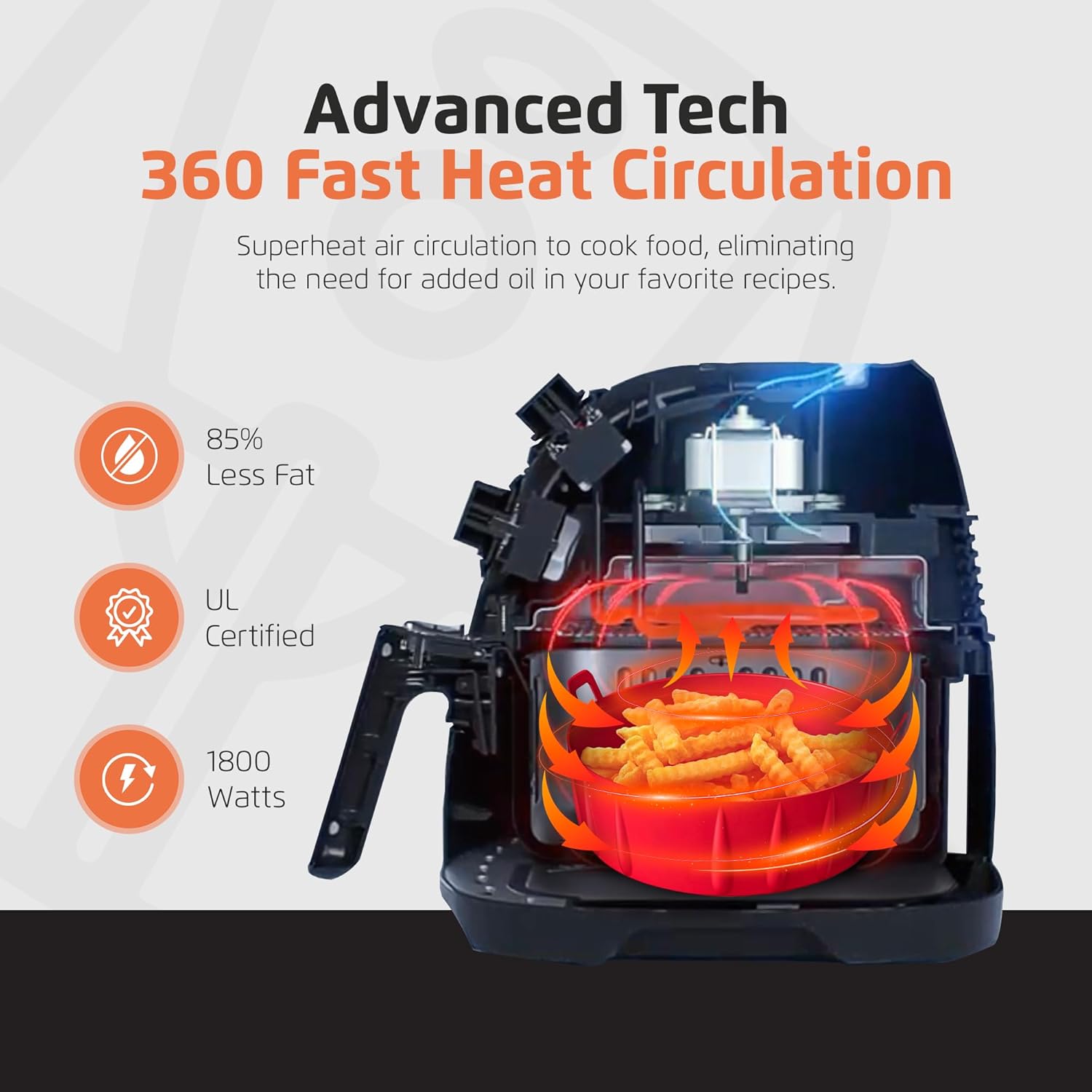 MONDIAL Air Fryer - 8.6 Quart Extra-Large Air Fryer, 2 Simple Dial Controls, 1800 Watts - Quick Heat Circulation Technology, Low Fat Cooking Less Calories - Removable Squared Basket - Red