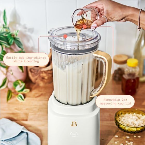 Beautiful PowerExact Blender System with 700W Motor, 50oz Tritan Jar, 20oz Single-Serve Cup, No Drippy Sippy Lid, 3 Speeds & 4 Pre-sets by D'rew Barry'more (White Icing)