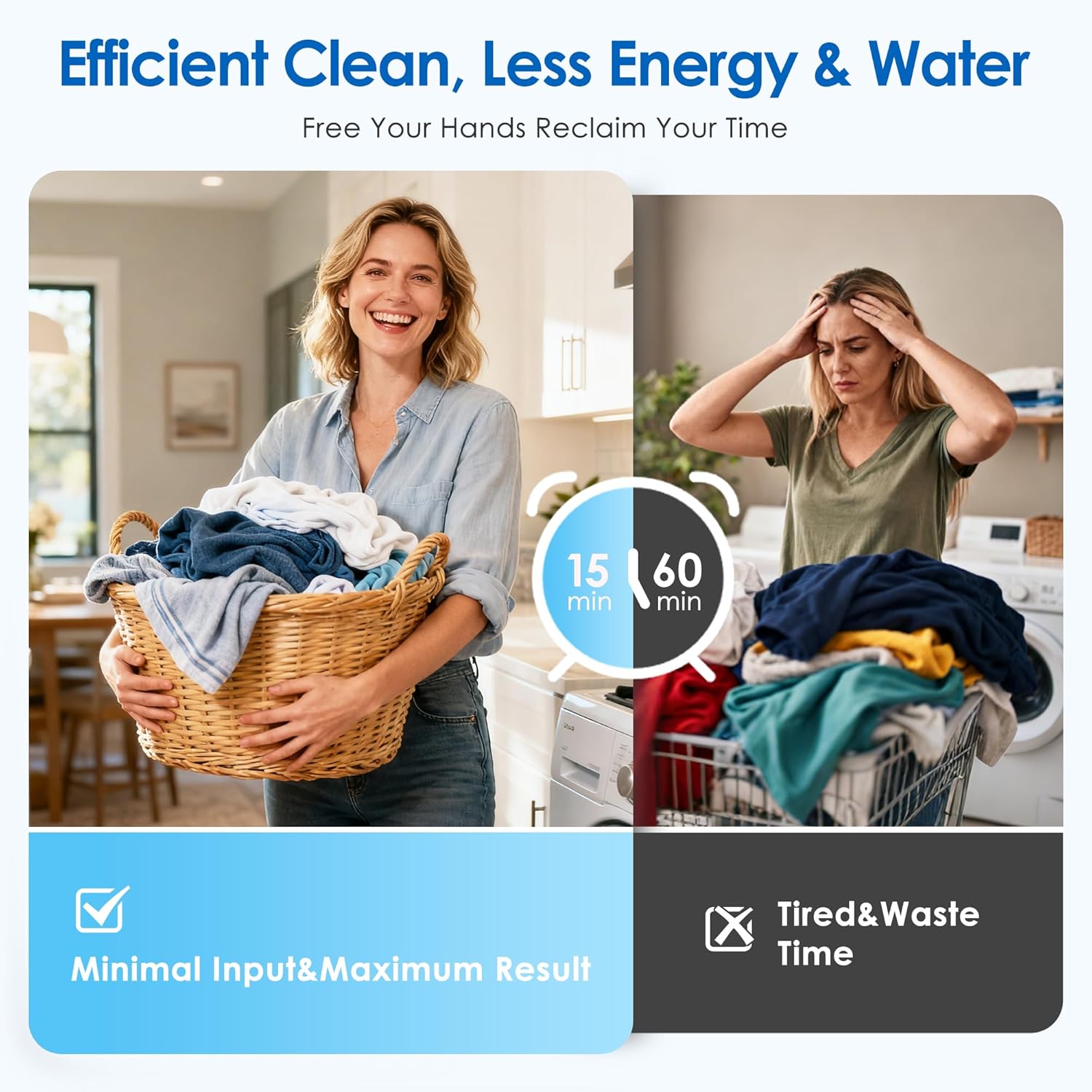 INTERGREAT Portable Washer and Dryer, 16 lbs Mini Small Washing Machine Combo with Spin Dryer, Compact Twin Tub Laundry Washer Machine for Apartments, Dorm, Rv, Camping, Blue