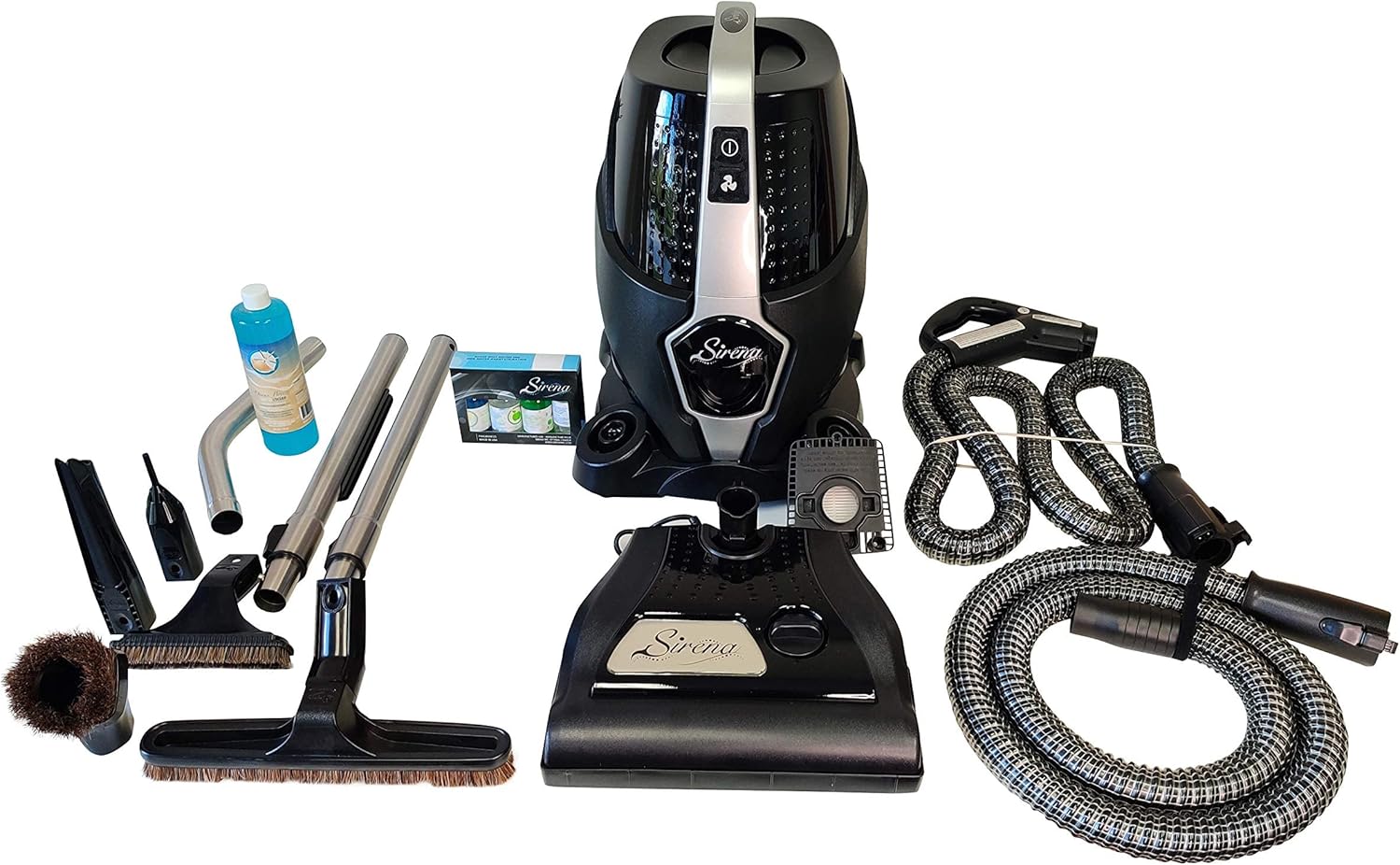 Sirena Bagless Vacuum Cleaner Black Platinum - Water Filtration Pet Vacuum with HEPA Filter and Turbo Brush - Hardwood Floor Sweeper, Air Purifier and Essential Oil Aroma Diffuser